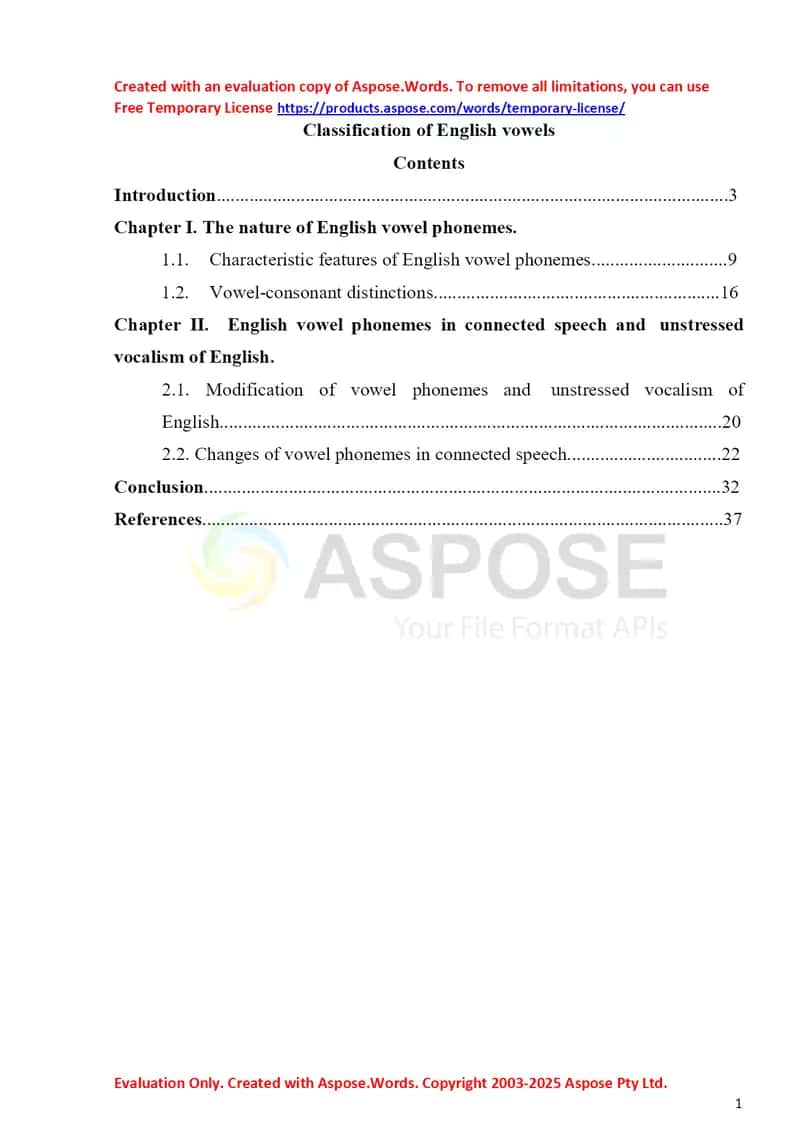 Classification of English vowels 1