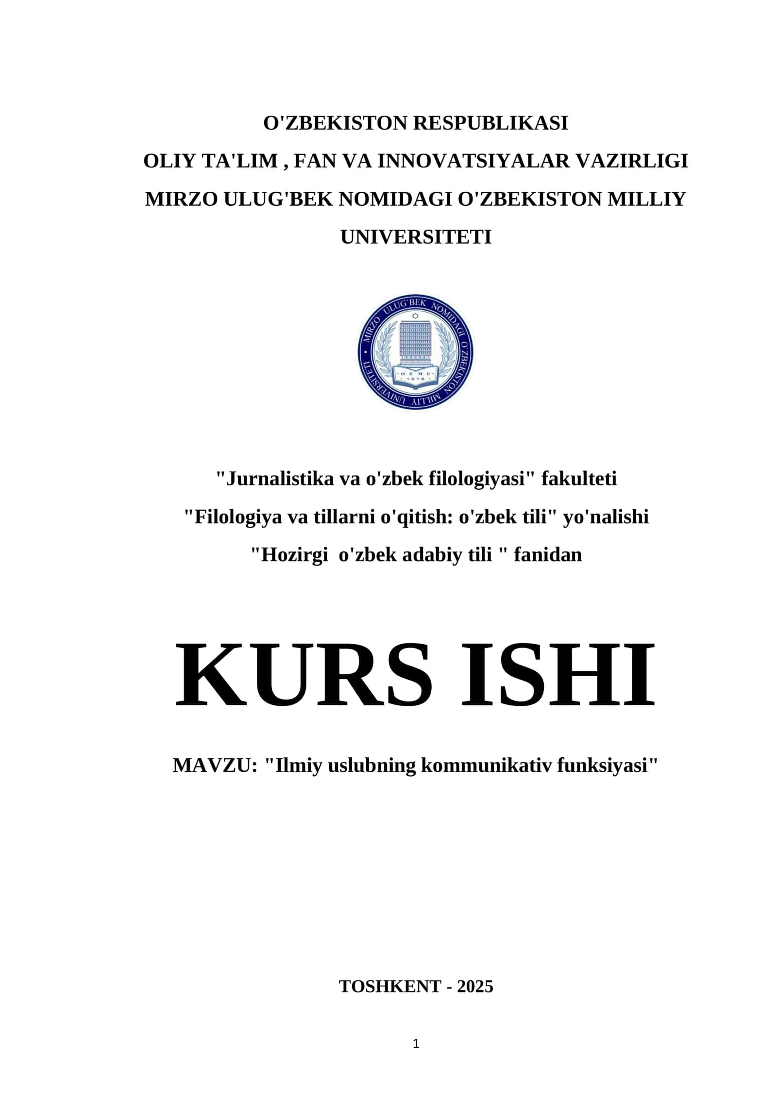 Ilmiy uslubning kommunikativ funksiyasi 1
