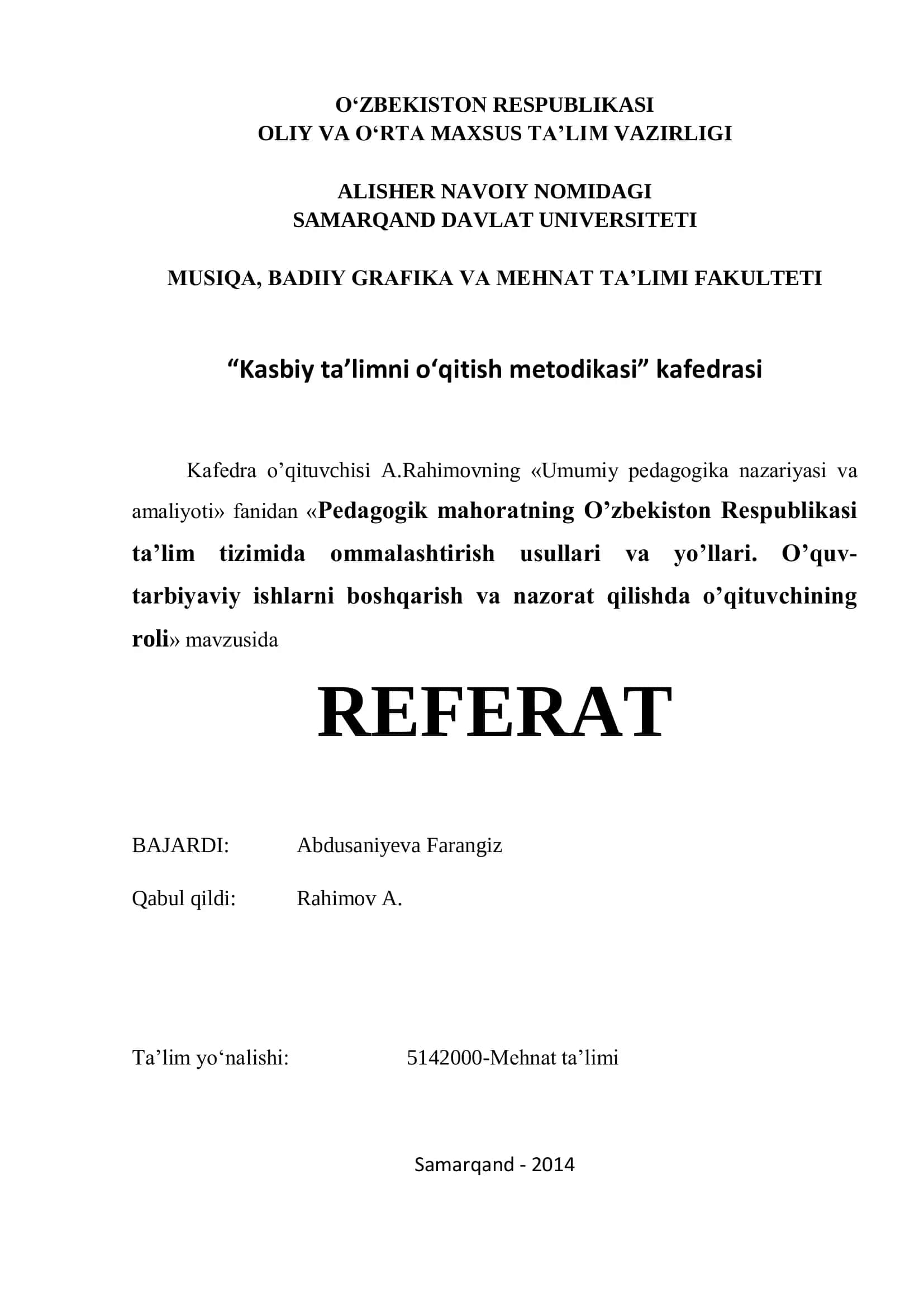 Pedagogik mahoratning o'qitish metodikasi 1