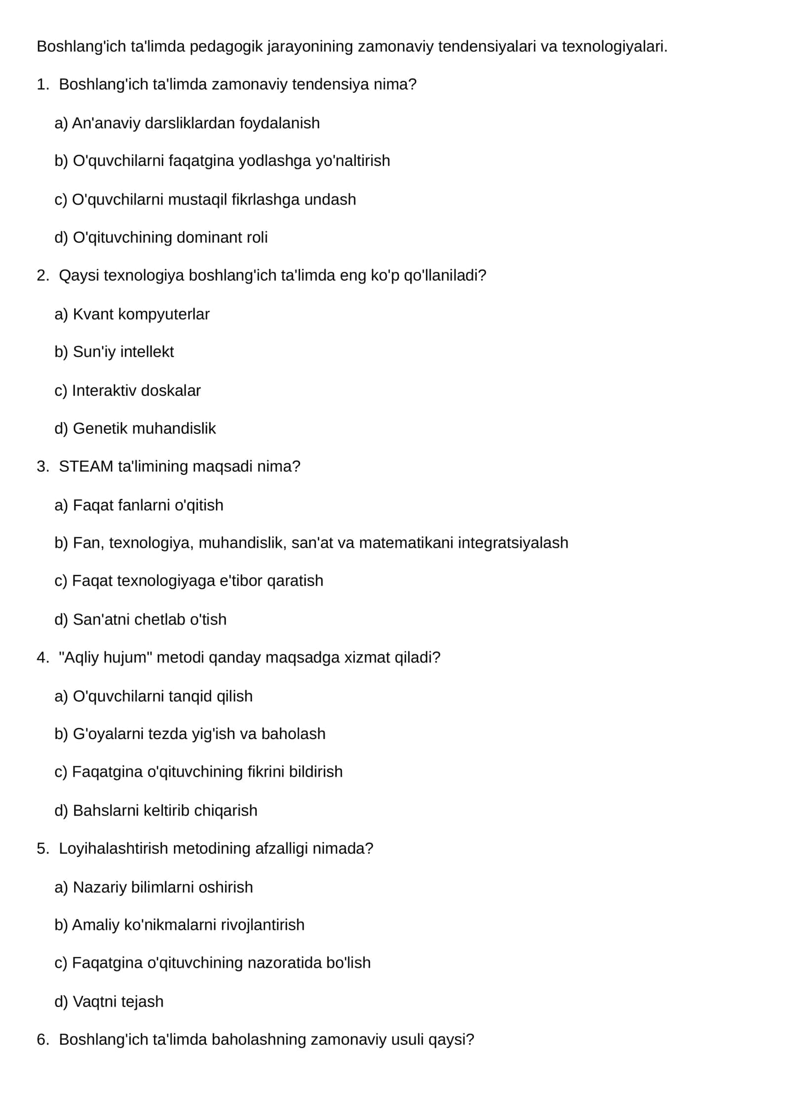 Boshlang'ich ta'limda pedagogik jarayonining zamonaviy tendensiyalari va texnologiyalari 1