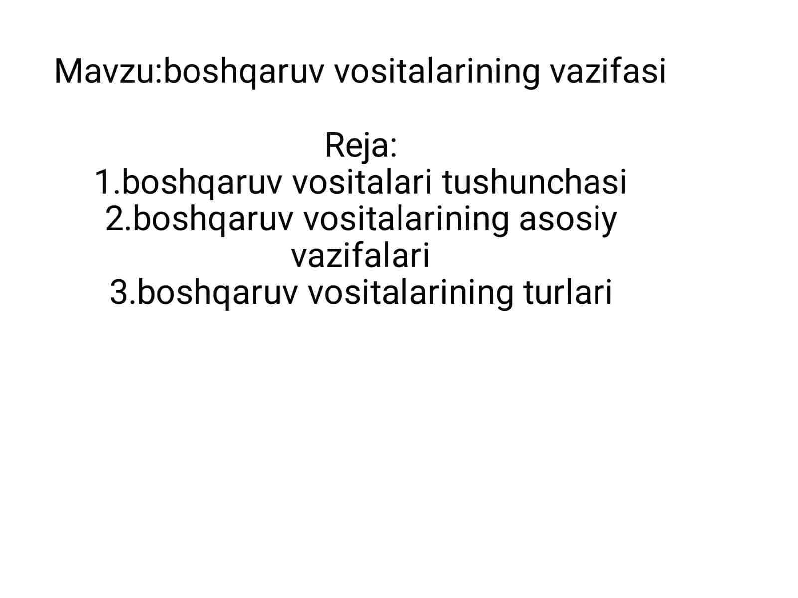 boshqaruv vositalarining vazifasi 1