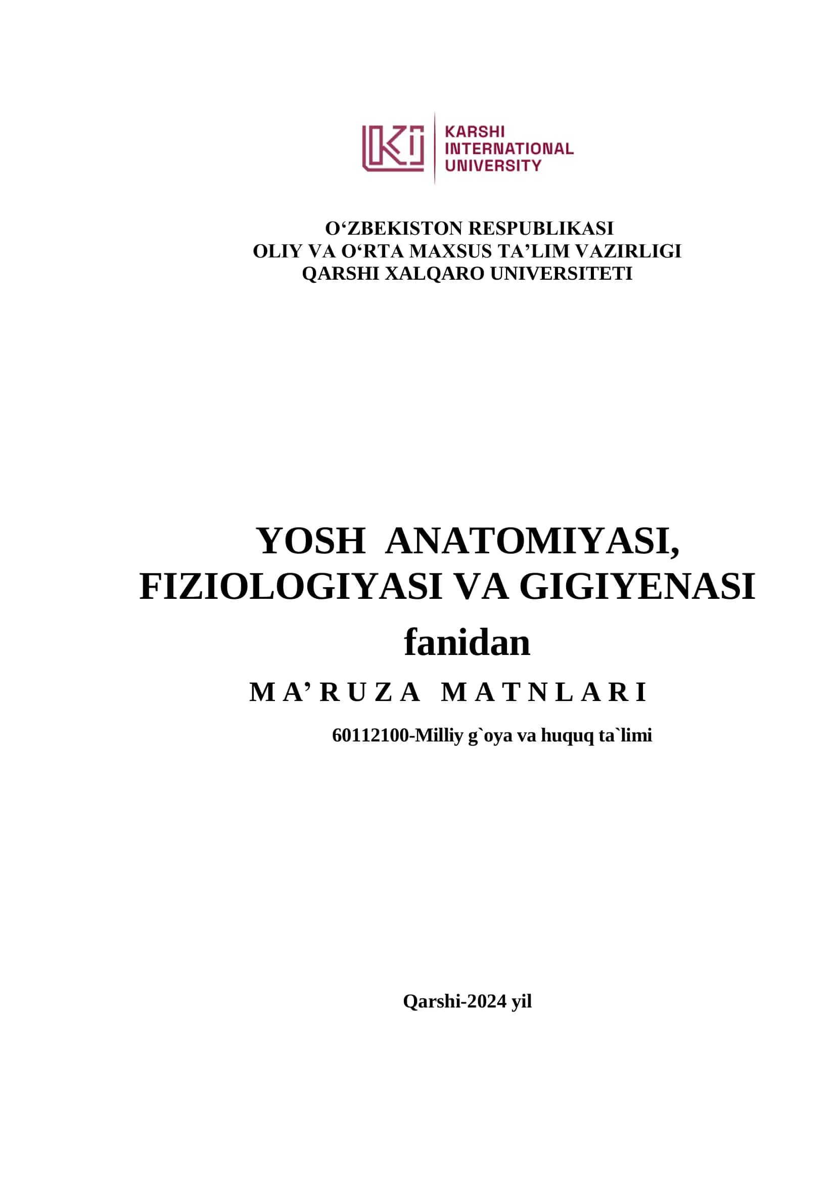 Yosh anatomiya, fiziologiyasi va gigiyenasi 1