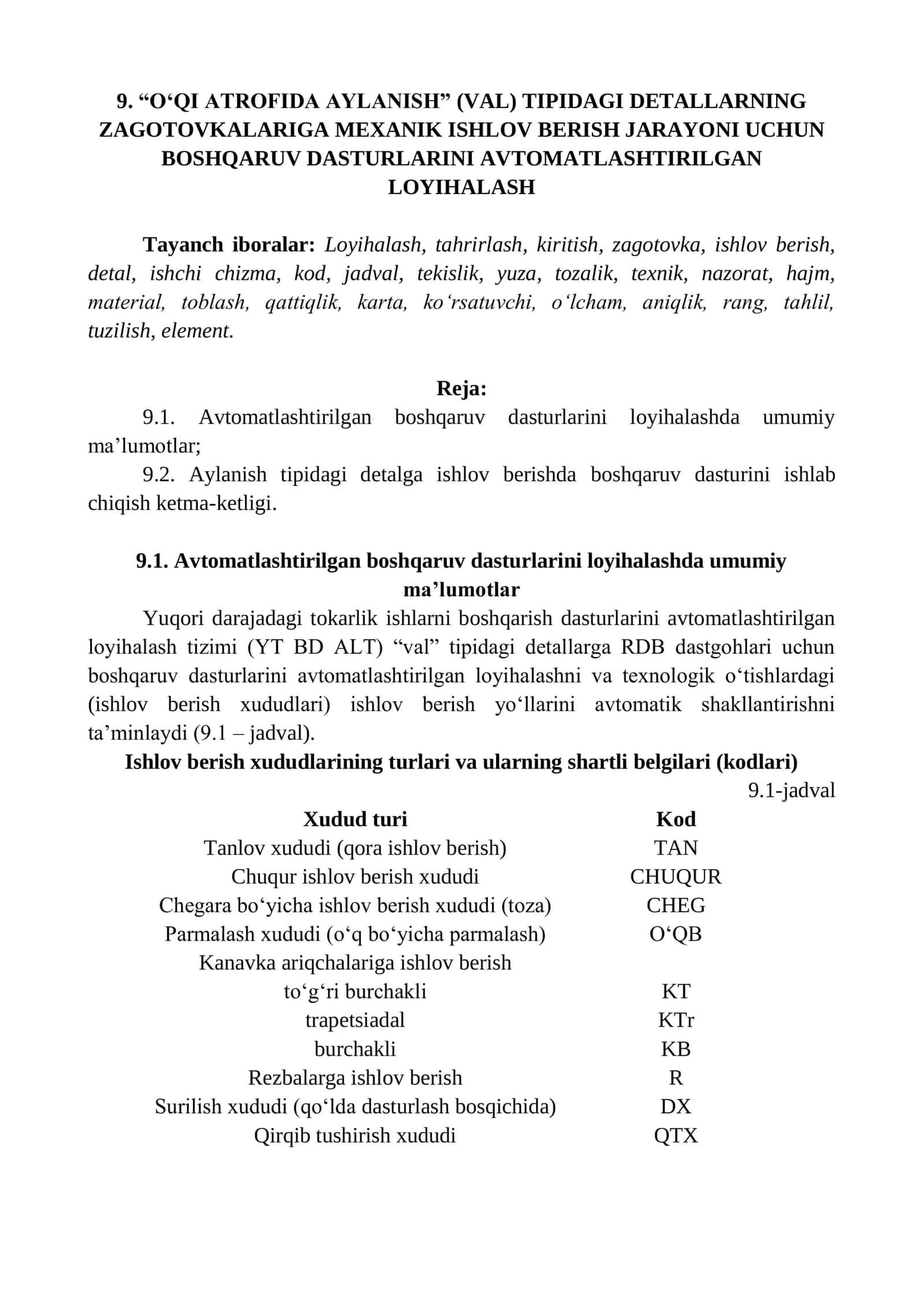 Avtomatlashtirilgan boshqaruv dasturlarini loyihalash 1