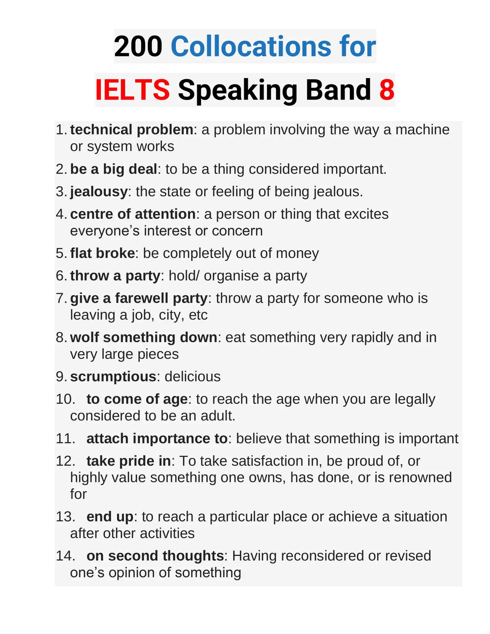 200 Collocations for IELTS Speaking Band 8 1