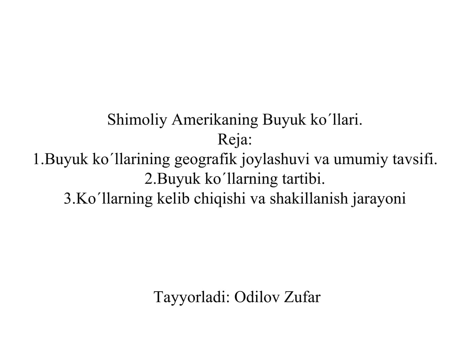 Shimoliy Amerikaning Buyuk ko´llari 1