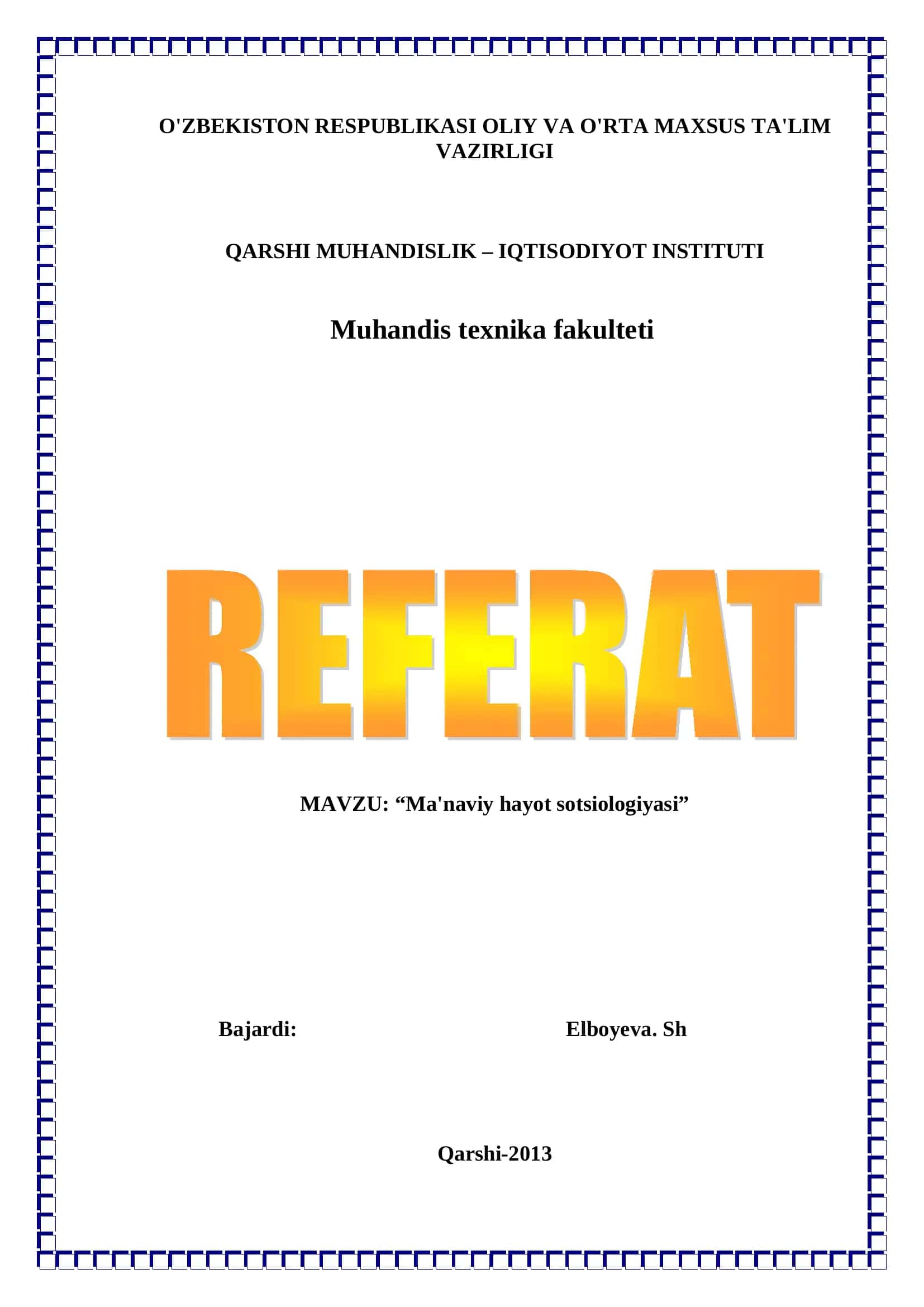 Ma'naviy hayot sotsiologiyasi 1