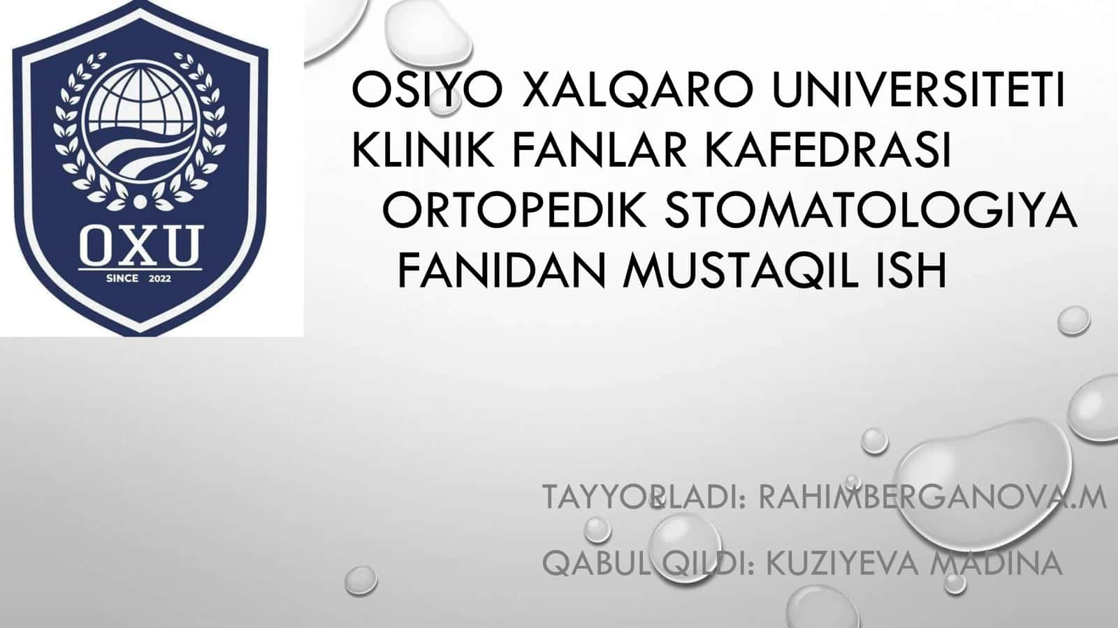 ORTOPEDIYADA STOMATOLOGIYADA BEMORLARNI QÒSHIMCHA TEKSHIRISH USULLARI 1
