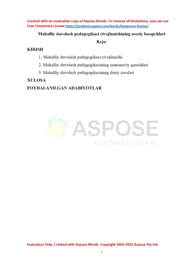 Mahalliy davolash pedagogikasi rivojlanishining asosiy bosqichlari 1