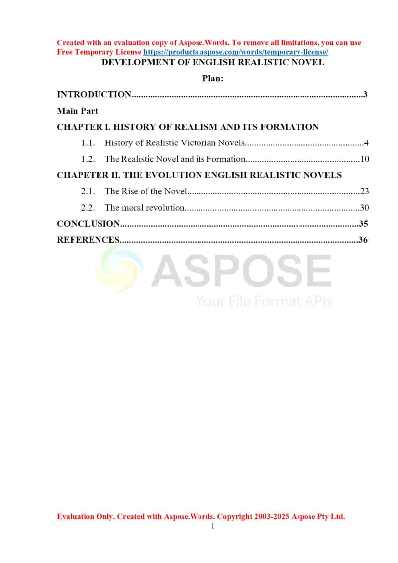 Development of English realistic novel 1