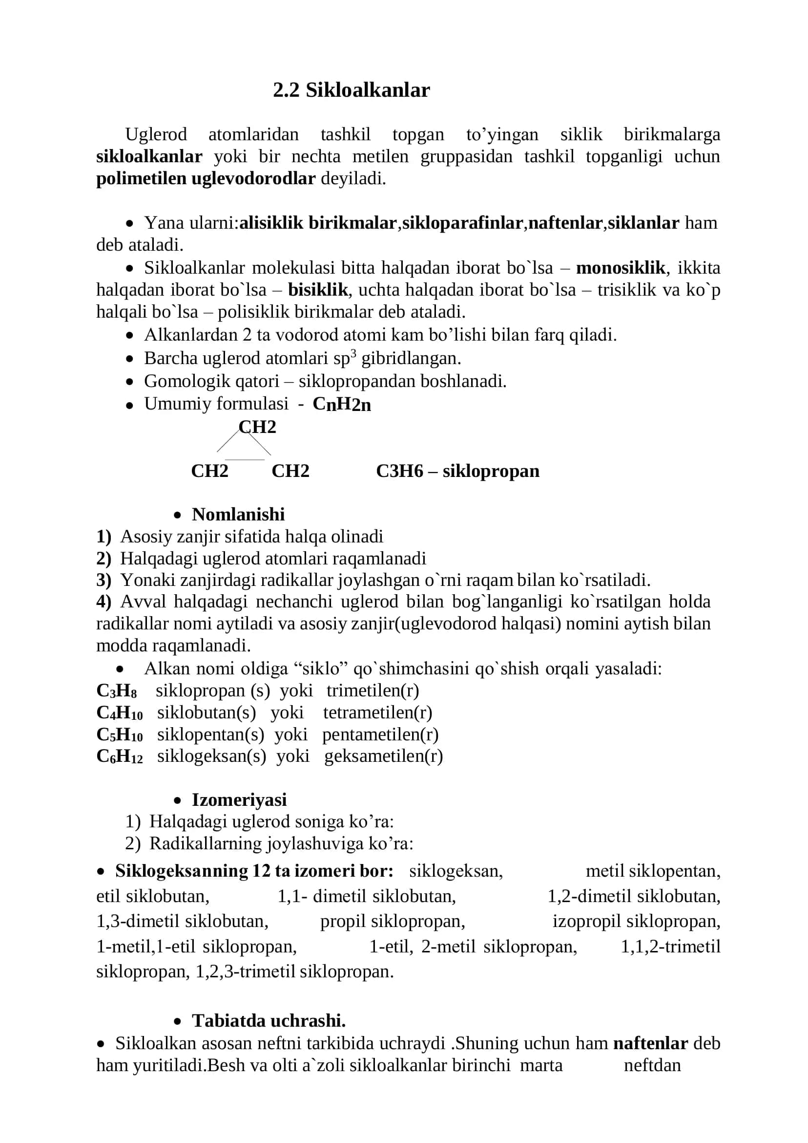 Sikloalkanlar 1