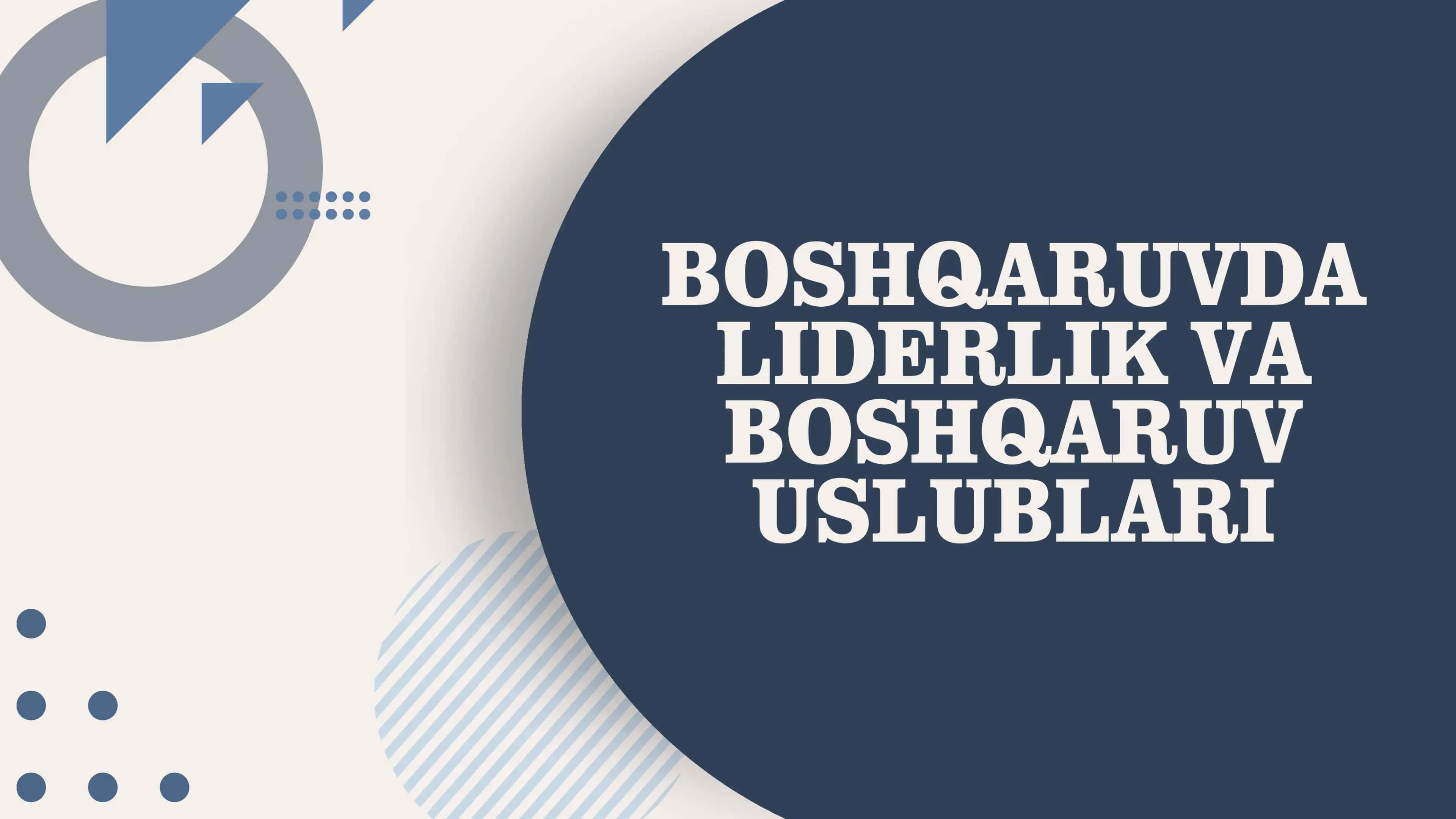 Boshqaruvda Liderlik va Boshqaruv usullari 1