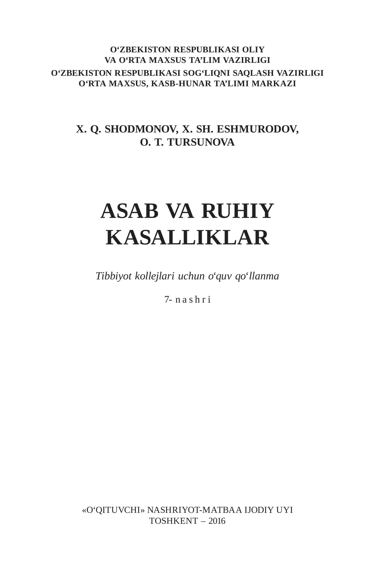 Asab va ruhiy kasalliklar 1