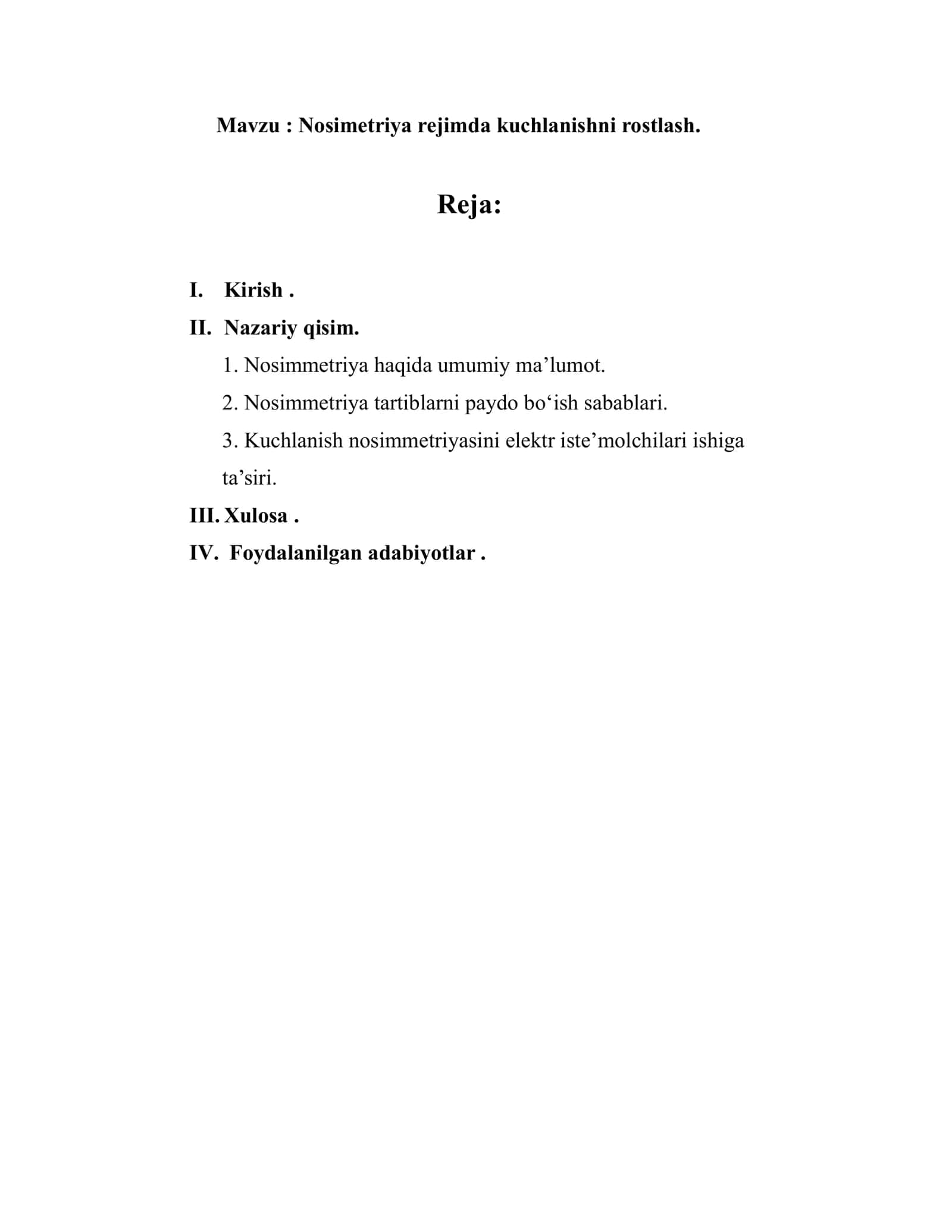 Nosimetriya rejimda kuchlanishni rostlash 1