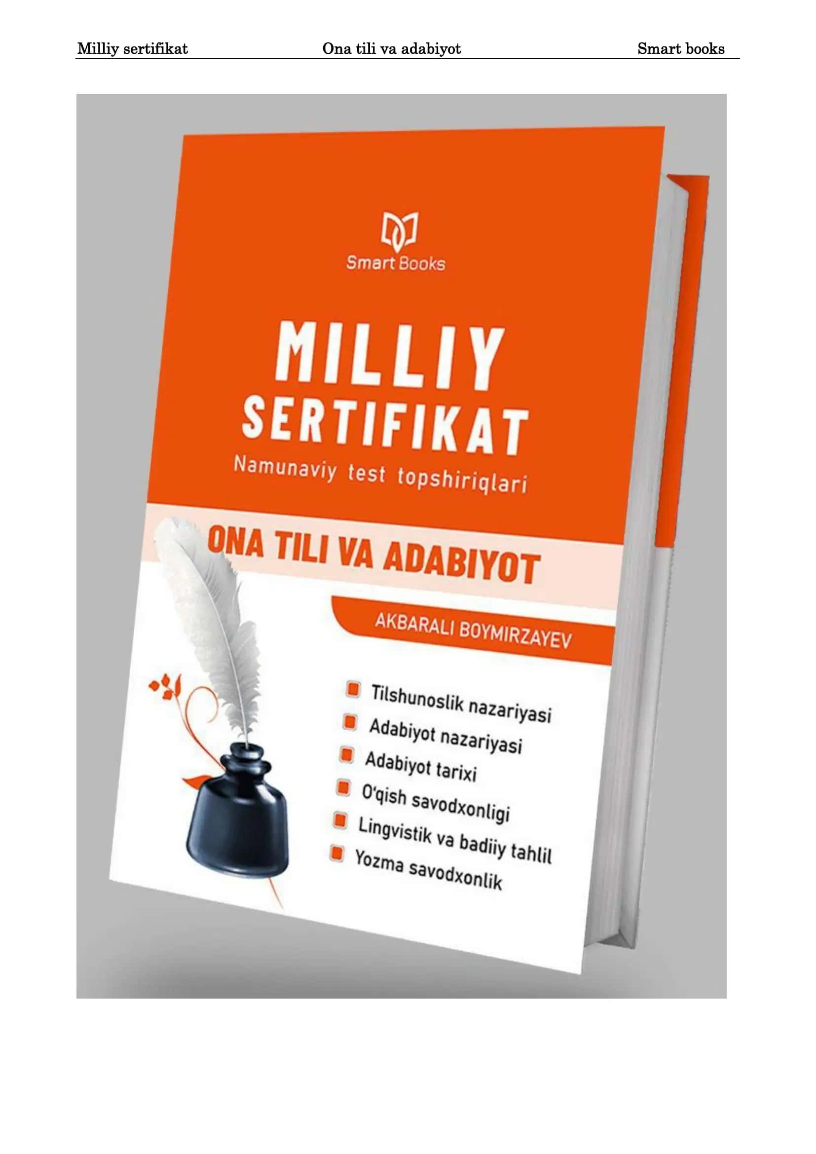 Milliy sertifikat Ona tili va adabiyot Smart books 1