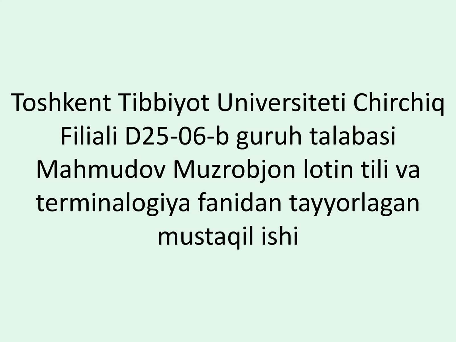 lotin tili va terminalogiya fanidan tayyorlagan mustaqil ishi 1