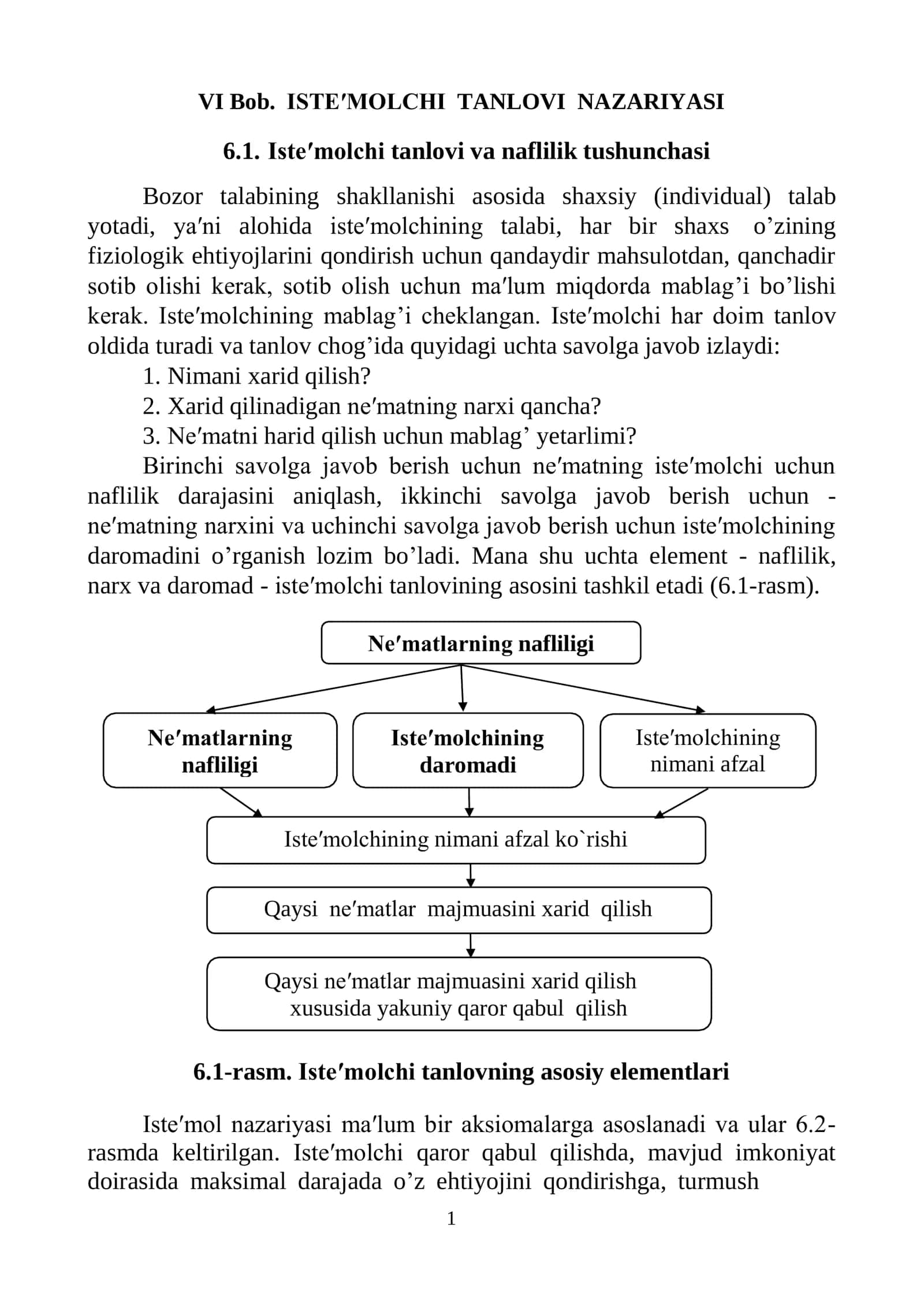 Iste′molchi Tushunchasi va Ne′matlarning Daromadi 1