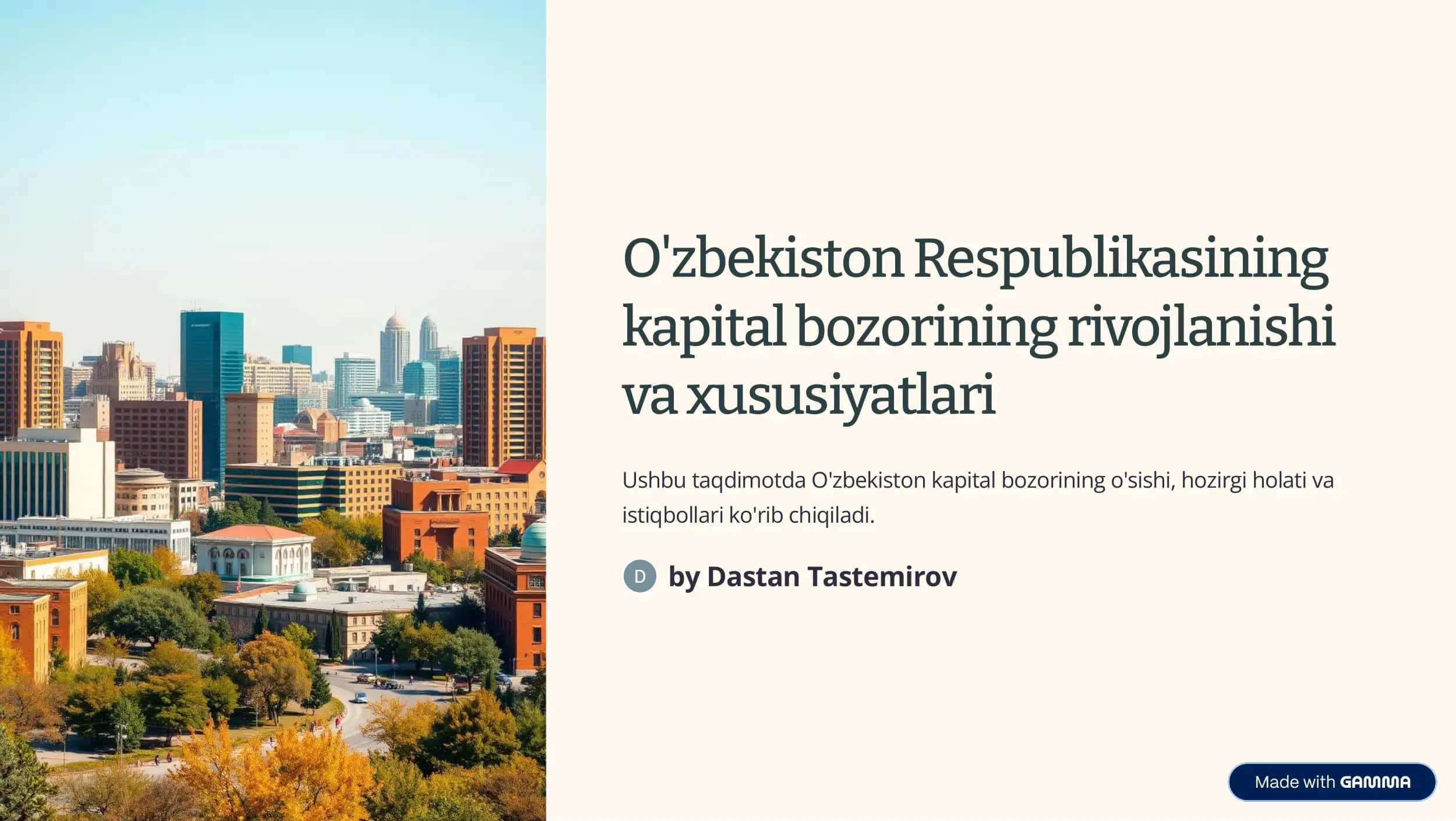 O'zbekiston Respublikasining kapital bozorining rivojlanishi va xususiyatlari 1