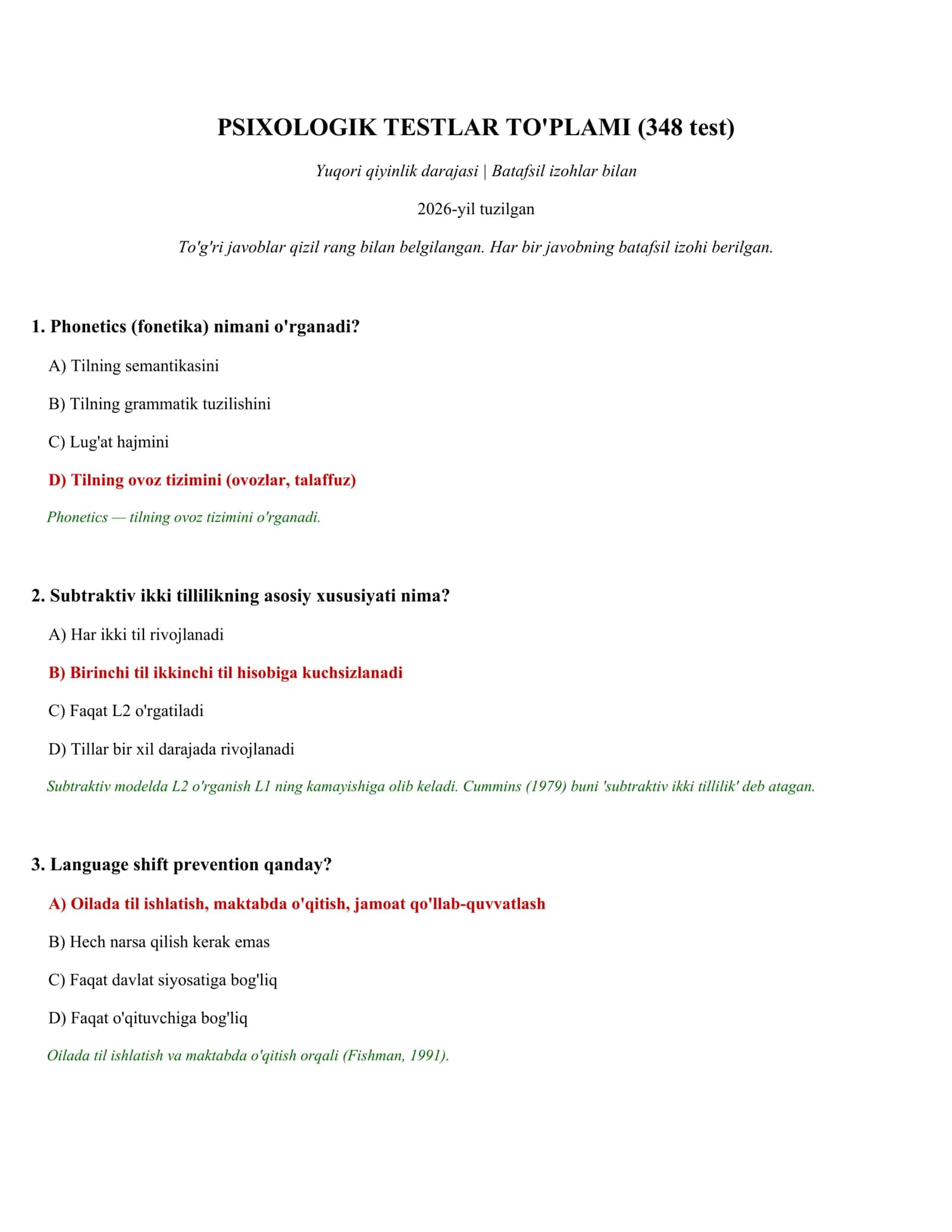 PSIXOLOGIK TESTLAR TO'PLAMI (348 test) 1