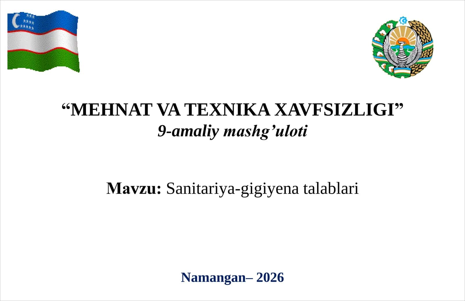 Sanitariya-gigiyena talablari 1