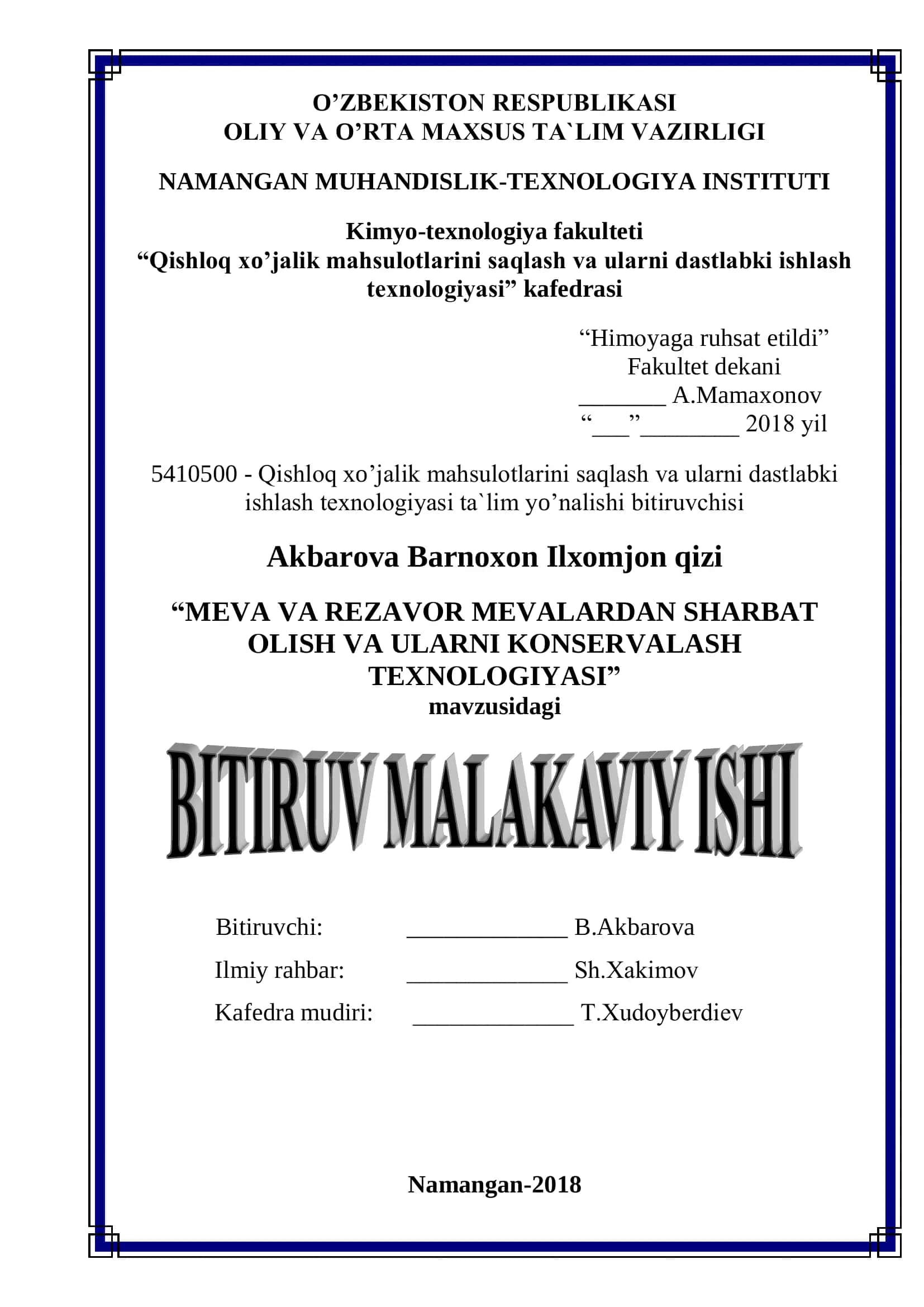 MEVA VA REZAVOR MEVALARDAN SHARBAT OLISH VA ULARNI KONSERVALASH TEXNOLOGIYASI 1