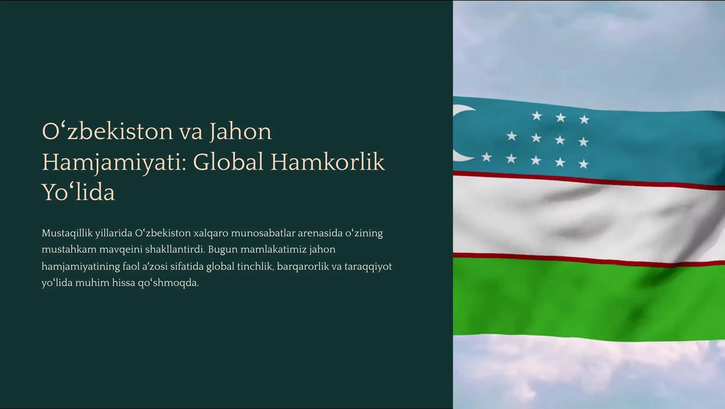 O»zbekiston va Jahon Hamjamiyati: Global Hamkorlik Yo»lida 1