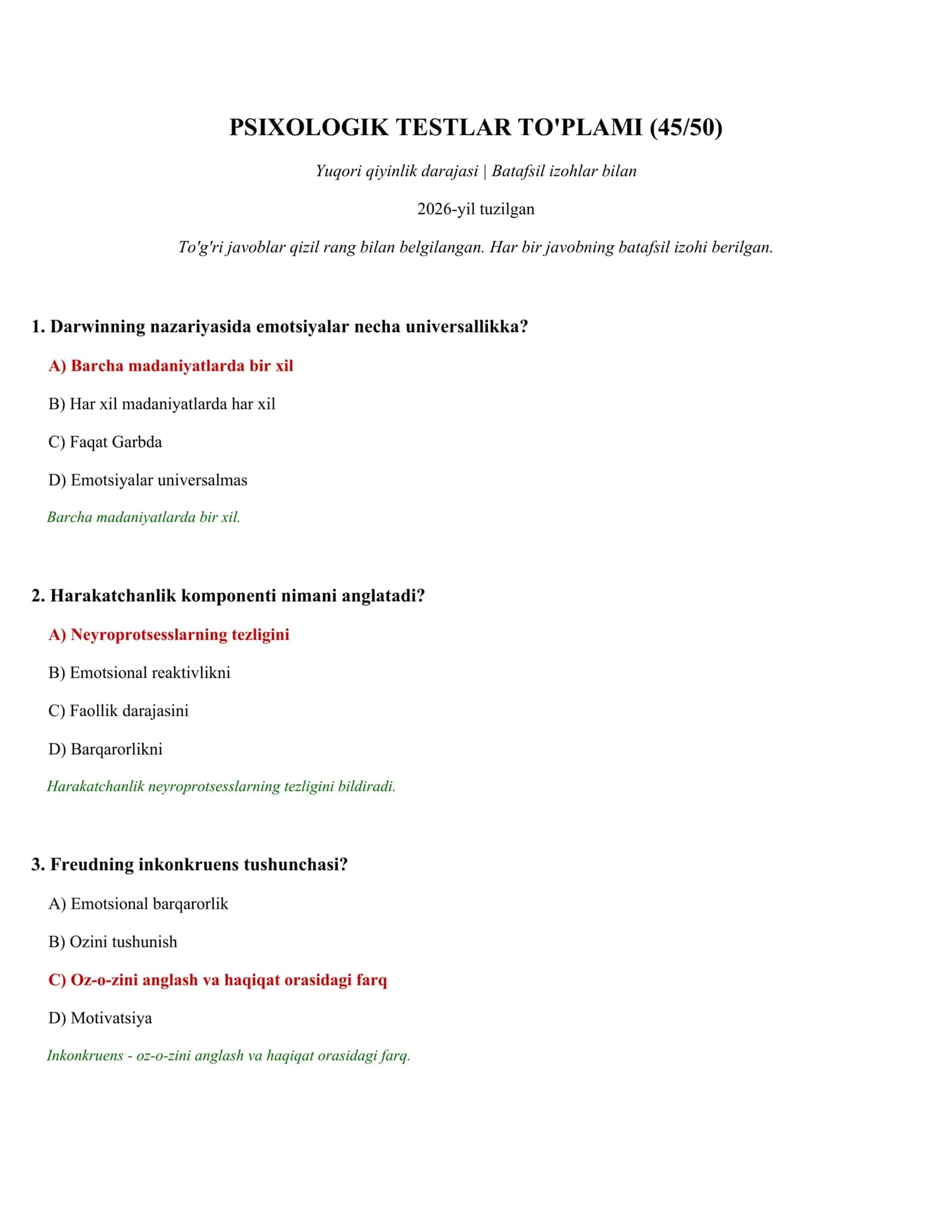 PSIXOLOGIK TESTLAR TO'PLAMI (45/50) 1
