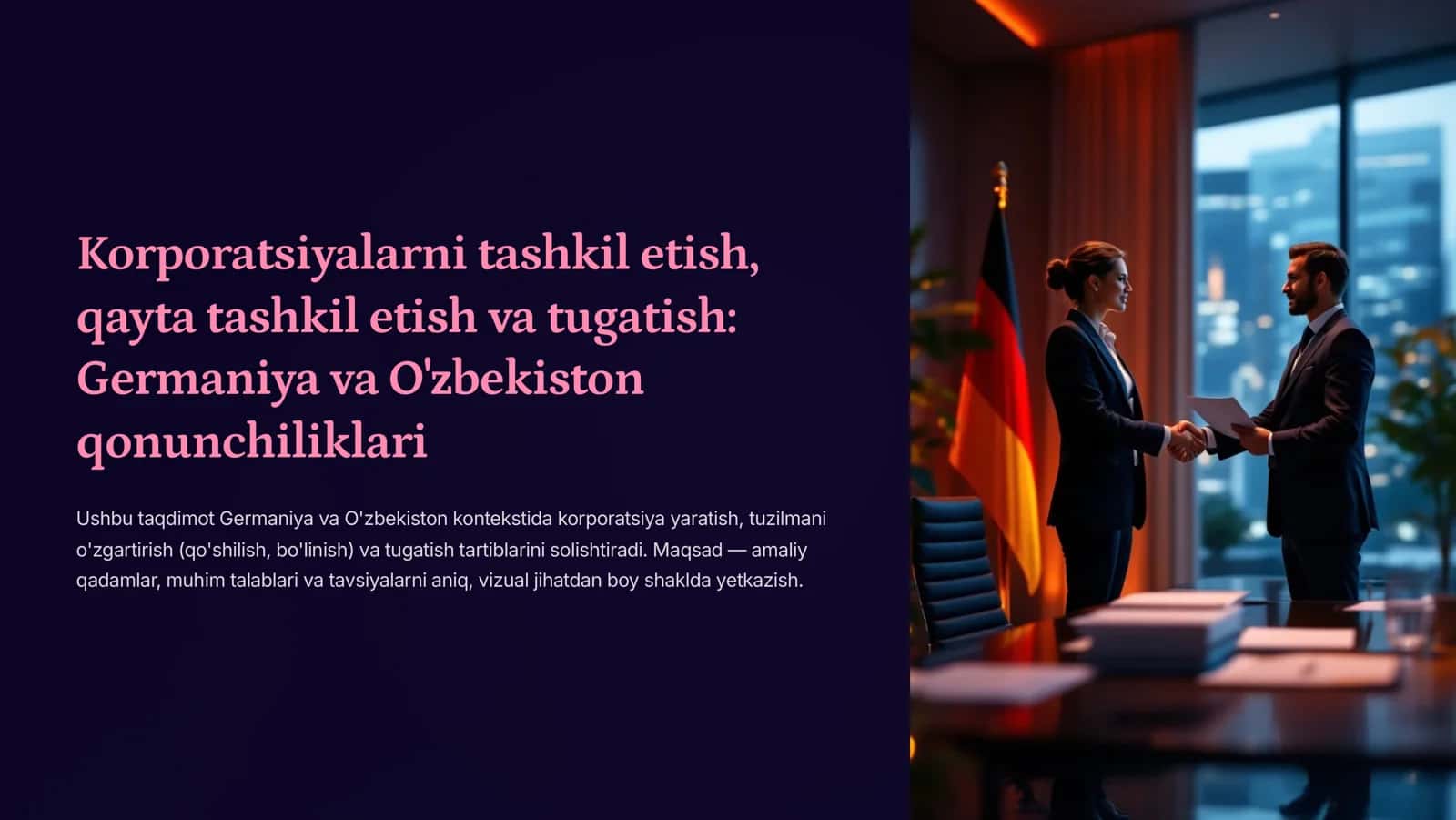 Korporatsiyalarni tashkil etish, qayta tashkil etish va tugatish Germaniya va O'zbekiston qonunchiliklari 1