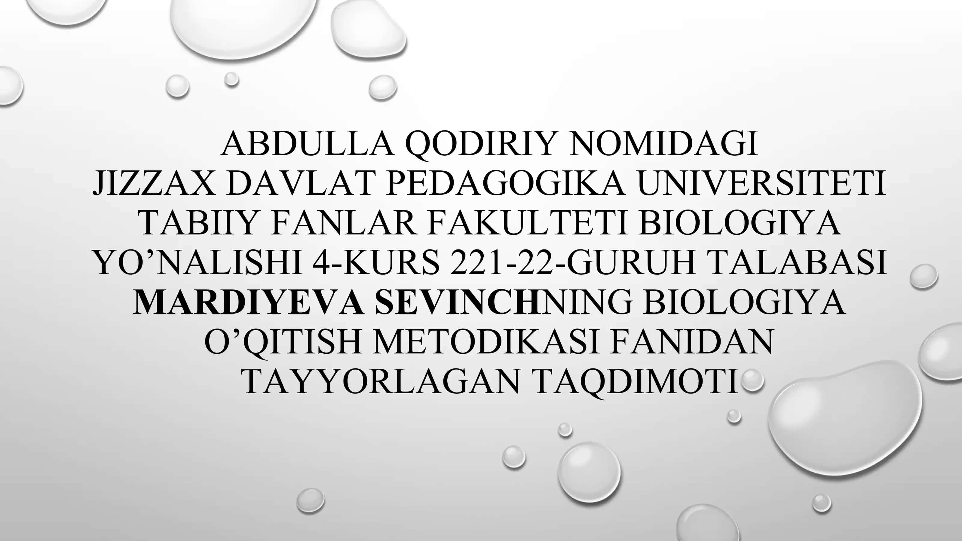 Tabiiy fanlarni o‘qitish metodikasi va tashkil etish turlari 1