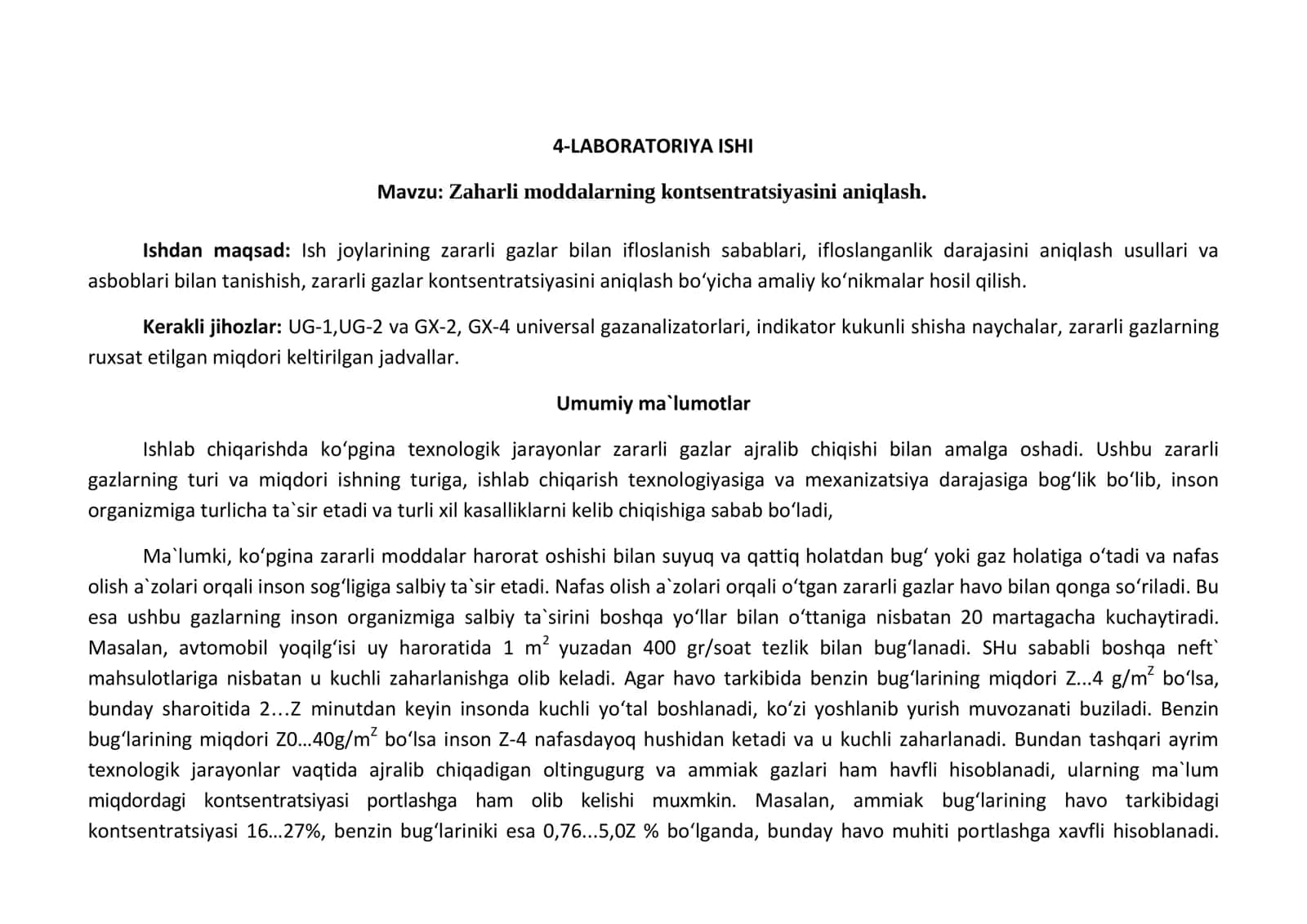 Zaharli moddalarning kontsentratsiyasini aniqlash 1