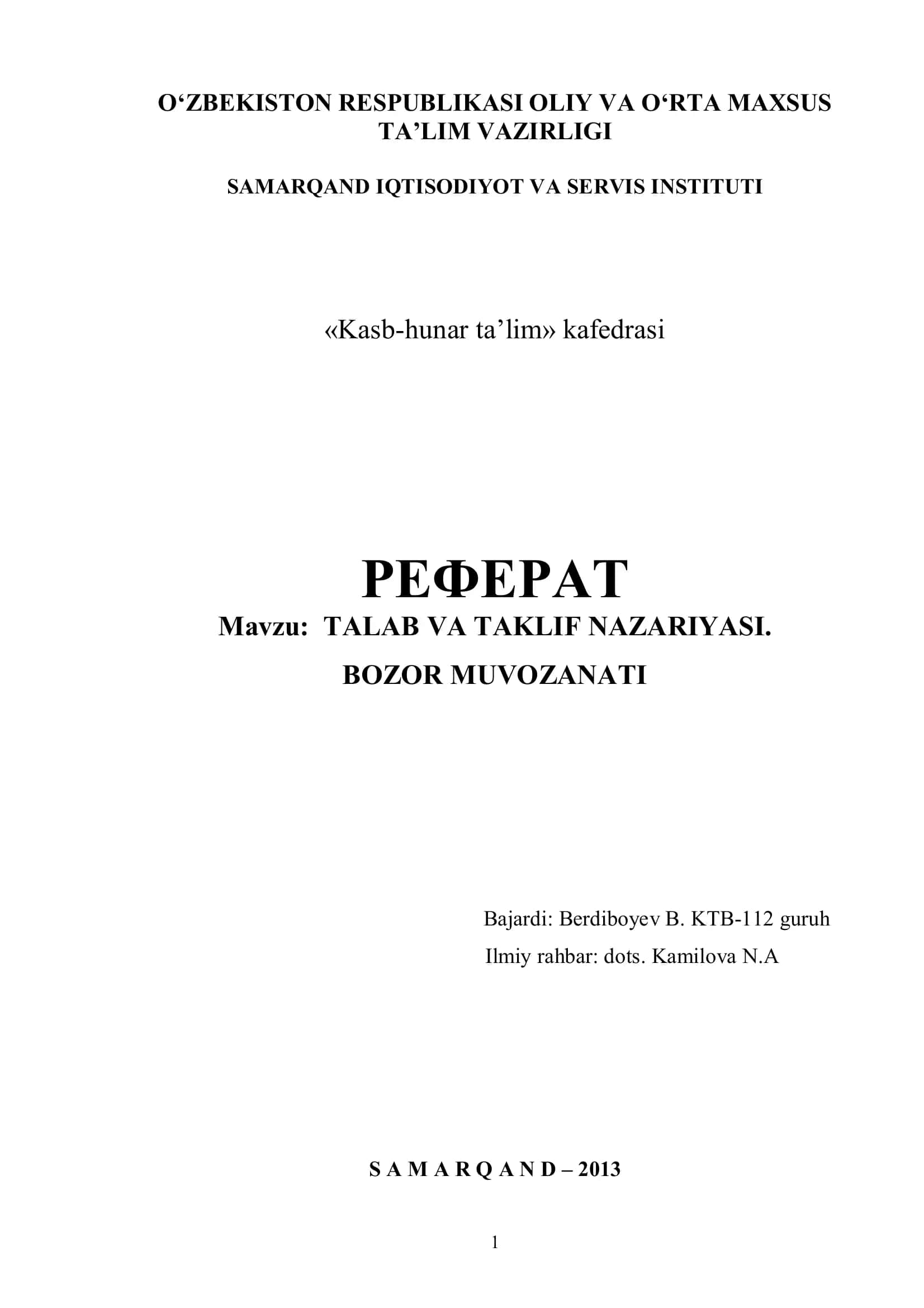 TALAB VA TAKLIF NAZARIYASI 1