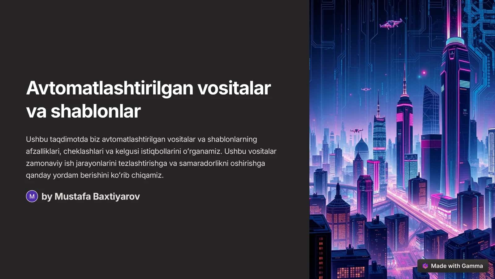 Avtomatlashtirilgan vositalar va shablonlar 1