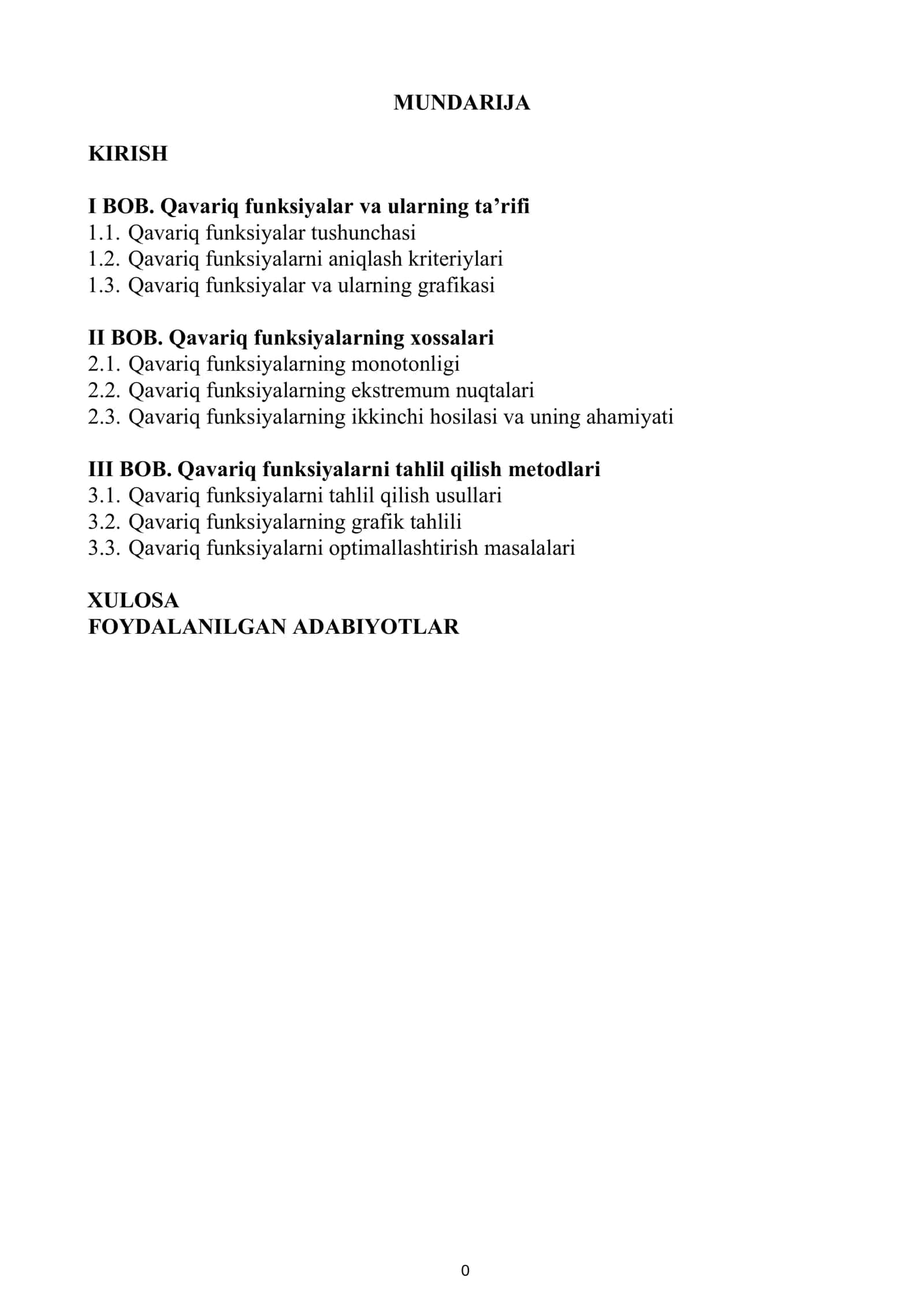 Kurs Ishi: Matematik Analiz 1
