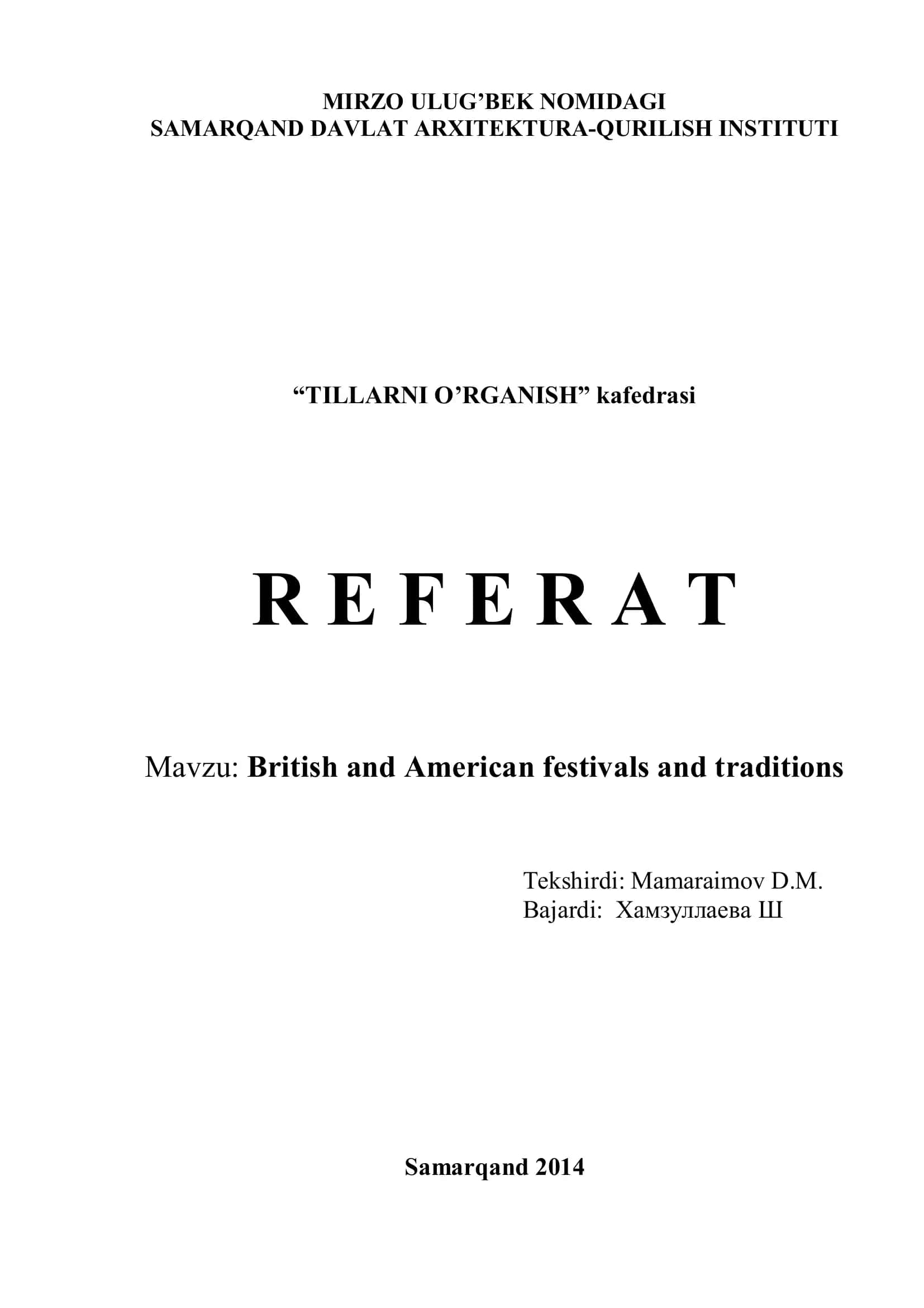 British and American festivals and traditions 1
