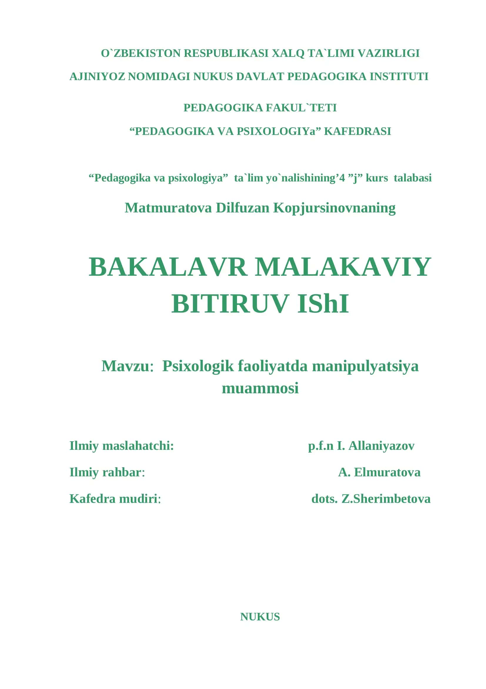 Psixologik faoliyatda manipulyatsiya muammosi 1