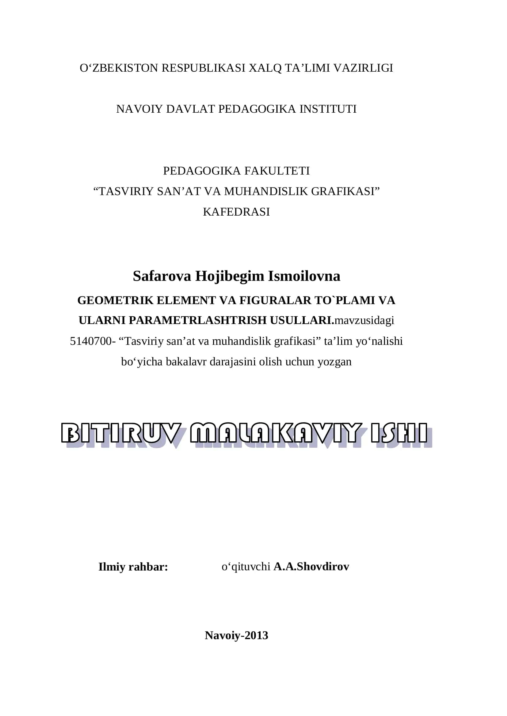 TASVIRIY SAN’AT VA MUHANDISLIK GRAFIKASI 1