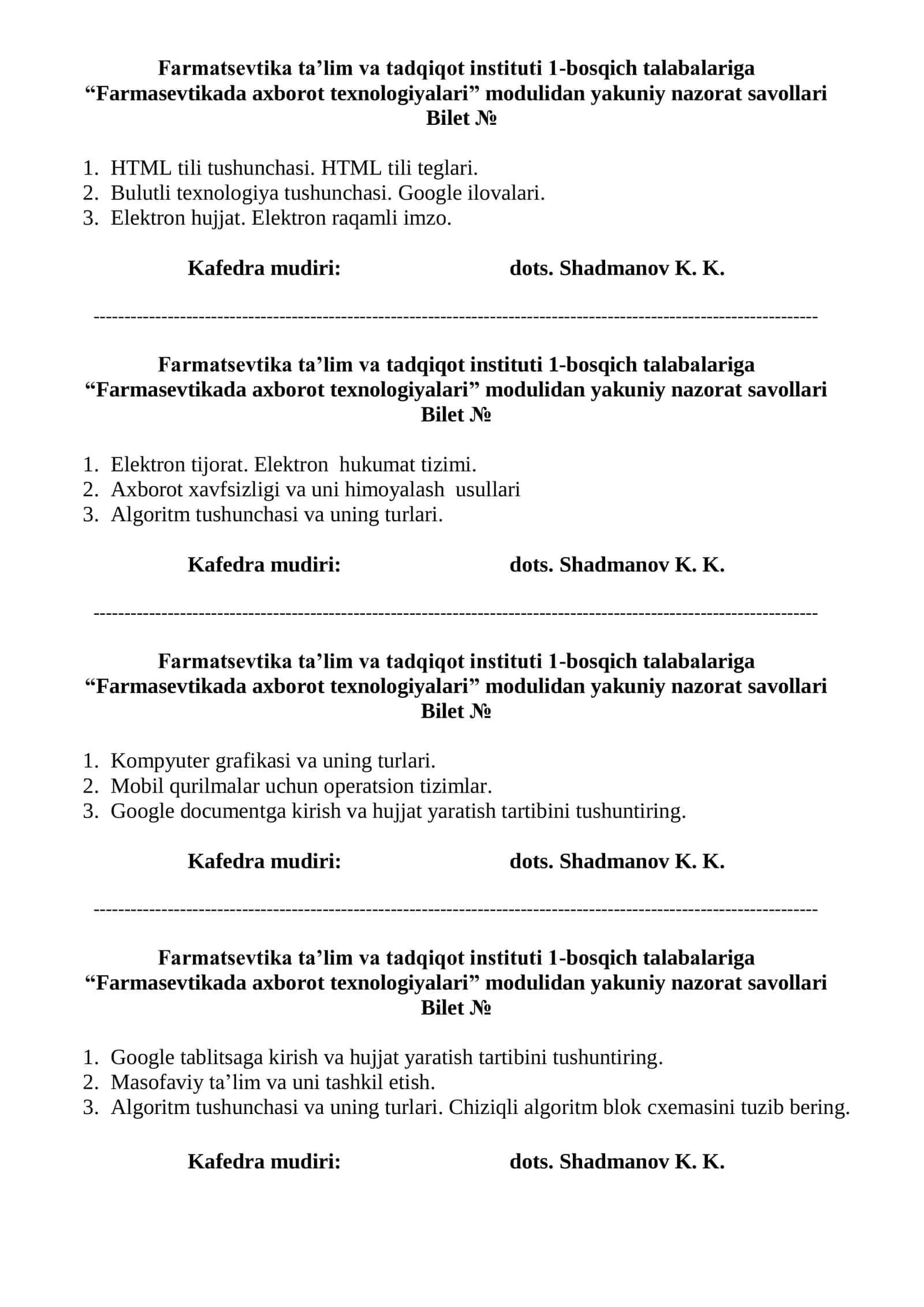 Farmasevtikada axborot texnologiyalari 1