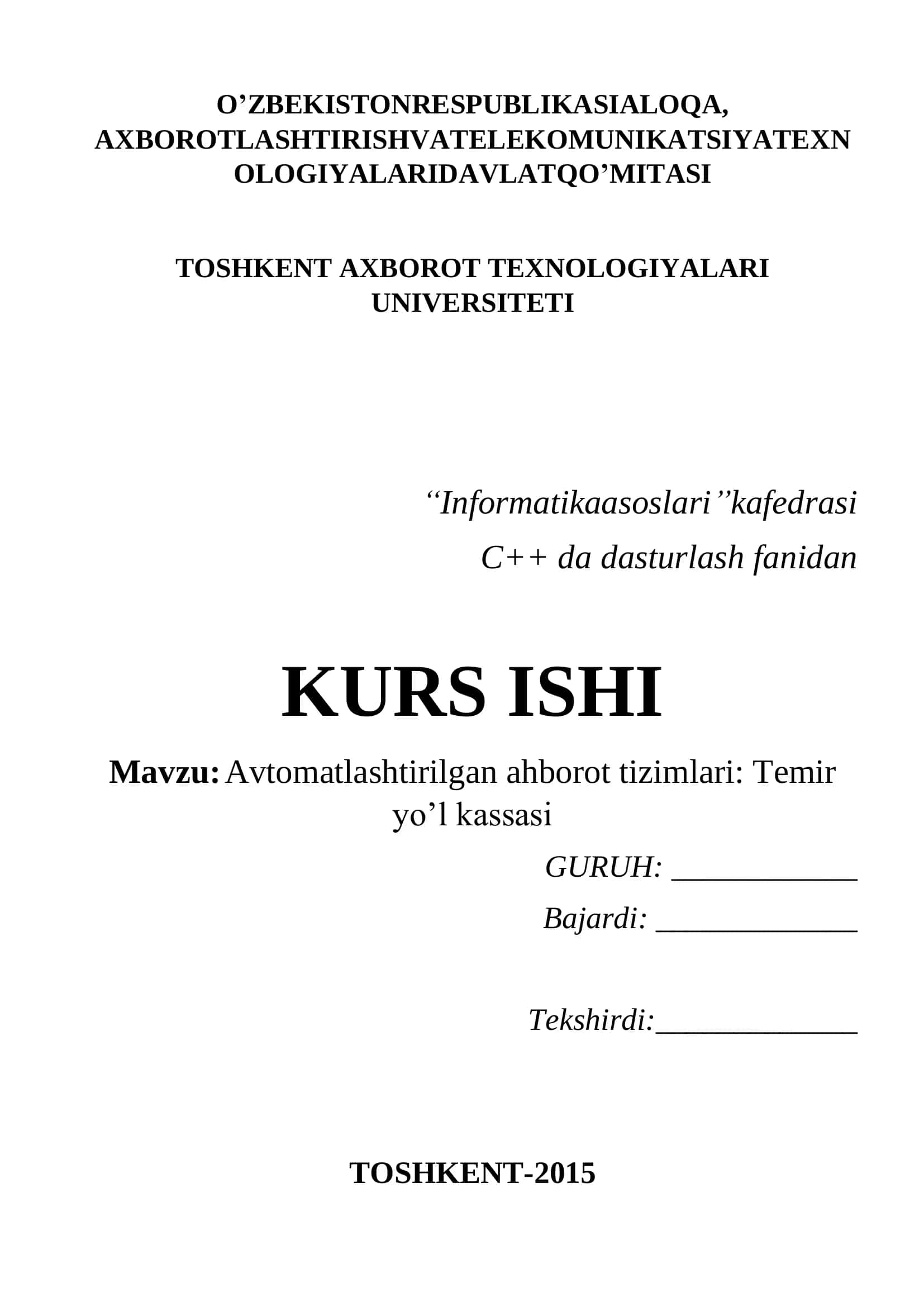 Avtomatlashtirilgan ahborot tizimlari 1