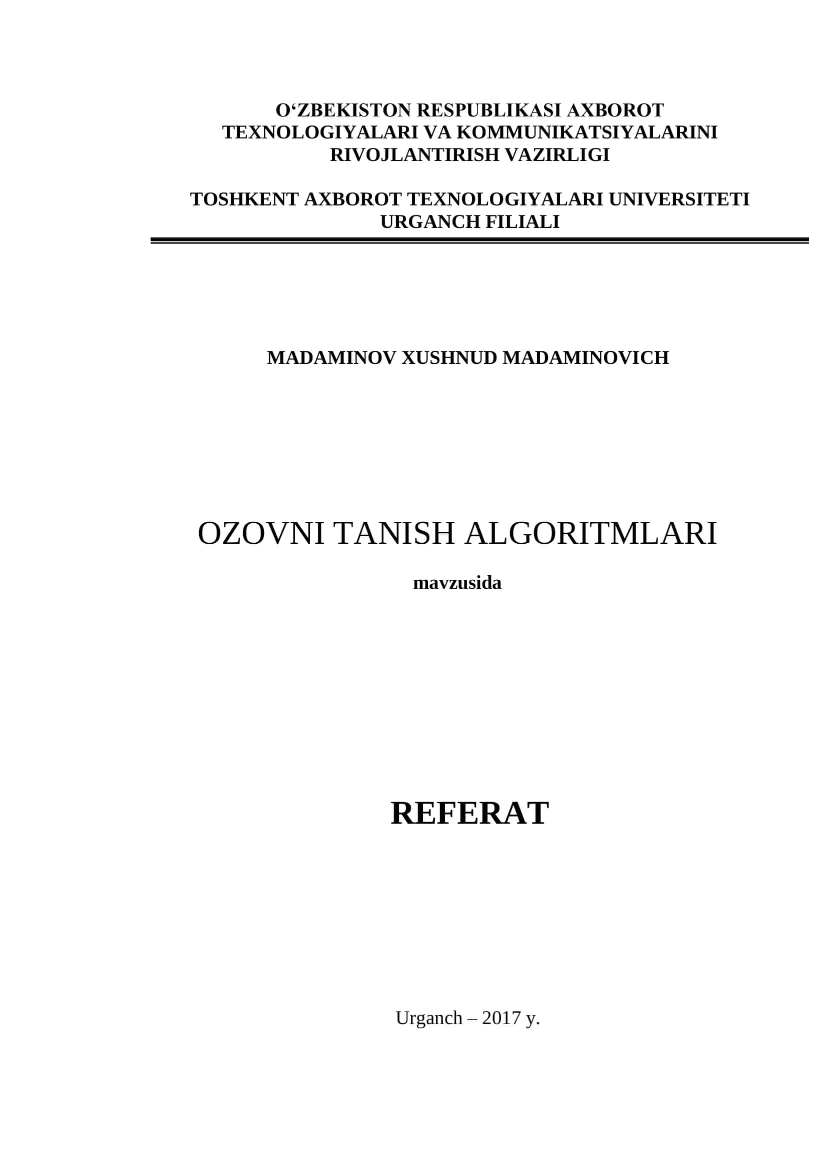 Ozovni tanish algoritmari 1