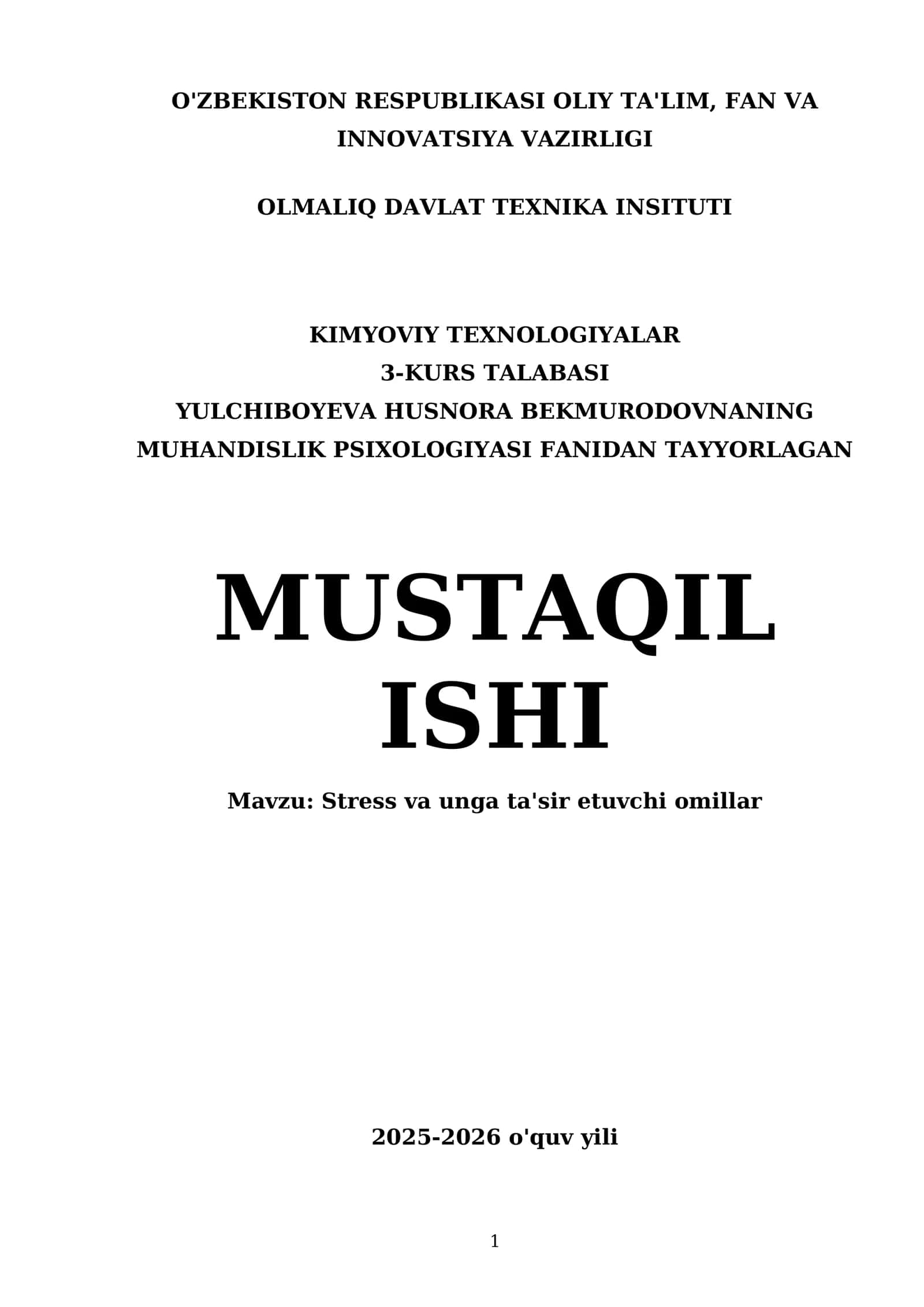 Stress va unga ta'sir etuvchi omillar 1
