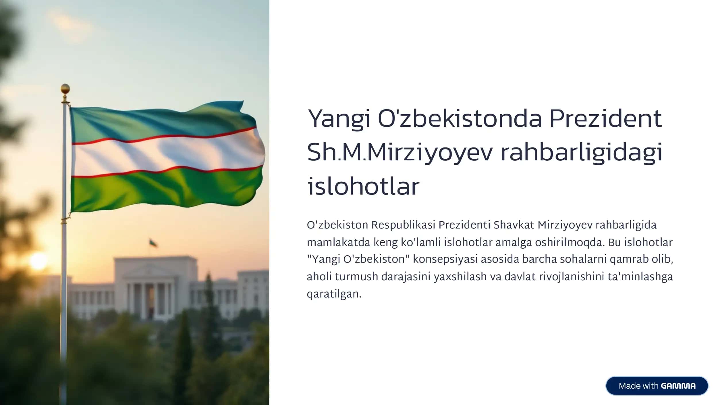 Yangi O'zbekistonda Prezident islohotlari 1