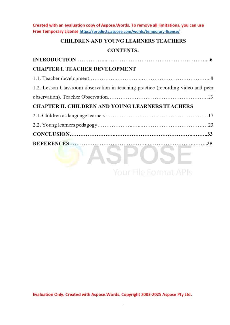CHILDREN AND YOUNG LEARNERS TEACHERS 1