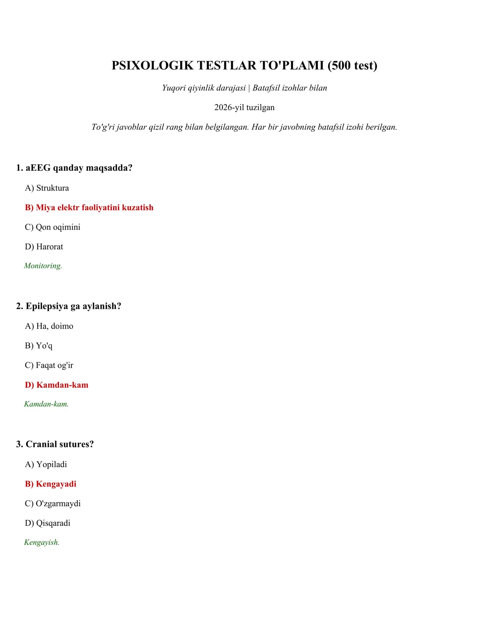 PSIXOLOGIK TESTLAR TO'PLAMI (500 test) 1