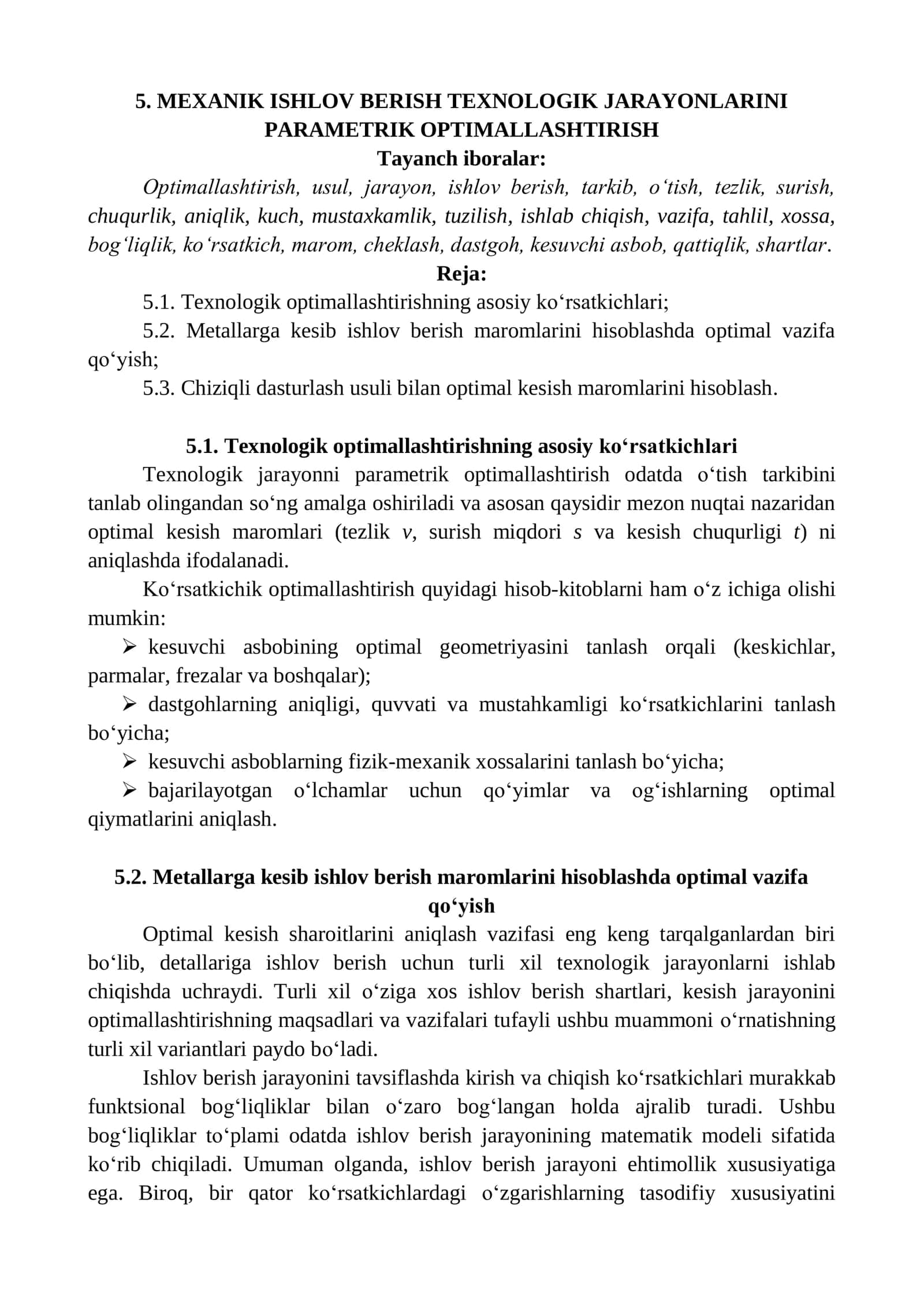 MEXANIK ISHLOV BERISH TEXNOLOGIK JARAYONLARINI 1
