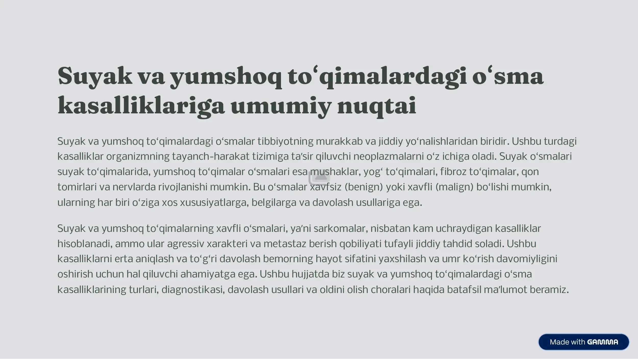 Suyak va yumshoq to»qi malardagi o»smalar 1