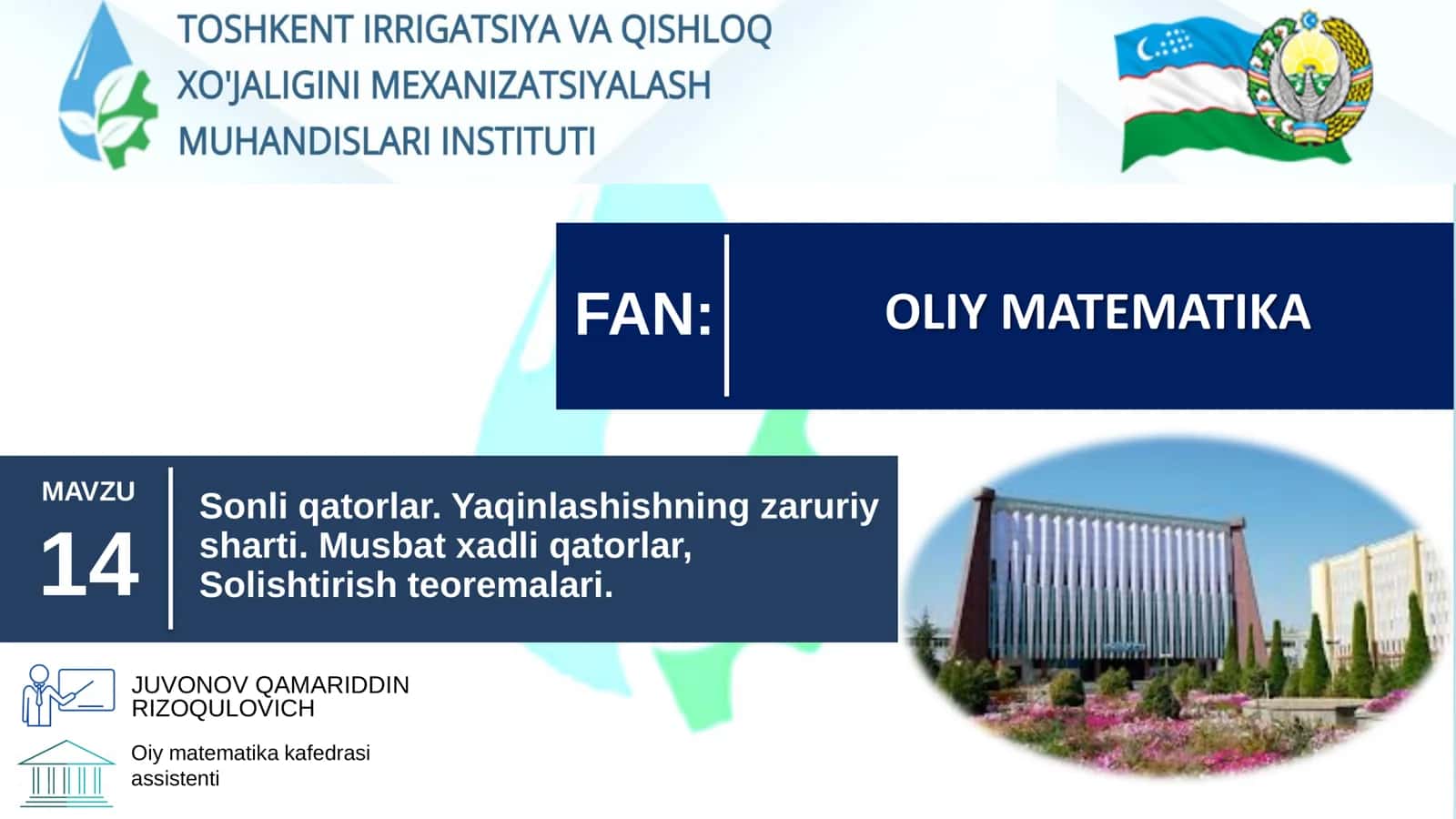 Sonli qatorlar. Yaqinlashishning zaruriy sharti. Musbat xadli qatorlar, Solishtirish teoremalari. 1