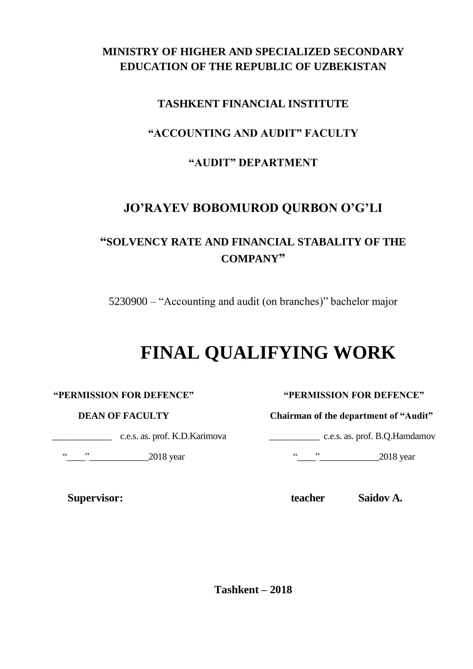 SOLVENCY RATE AND FINANCIAL STABILITY OF THE COMPANY 1