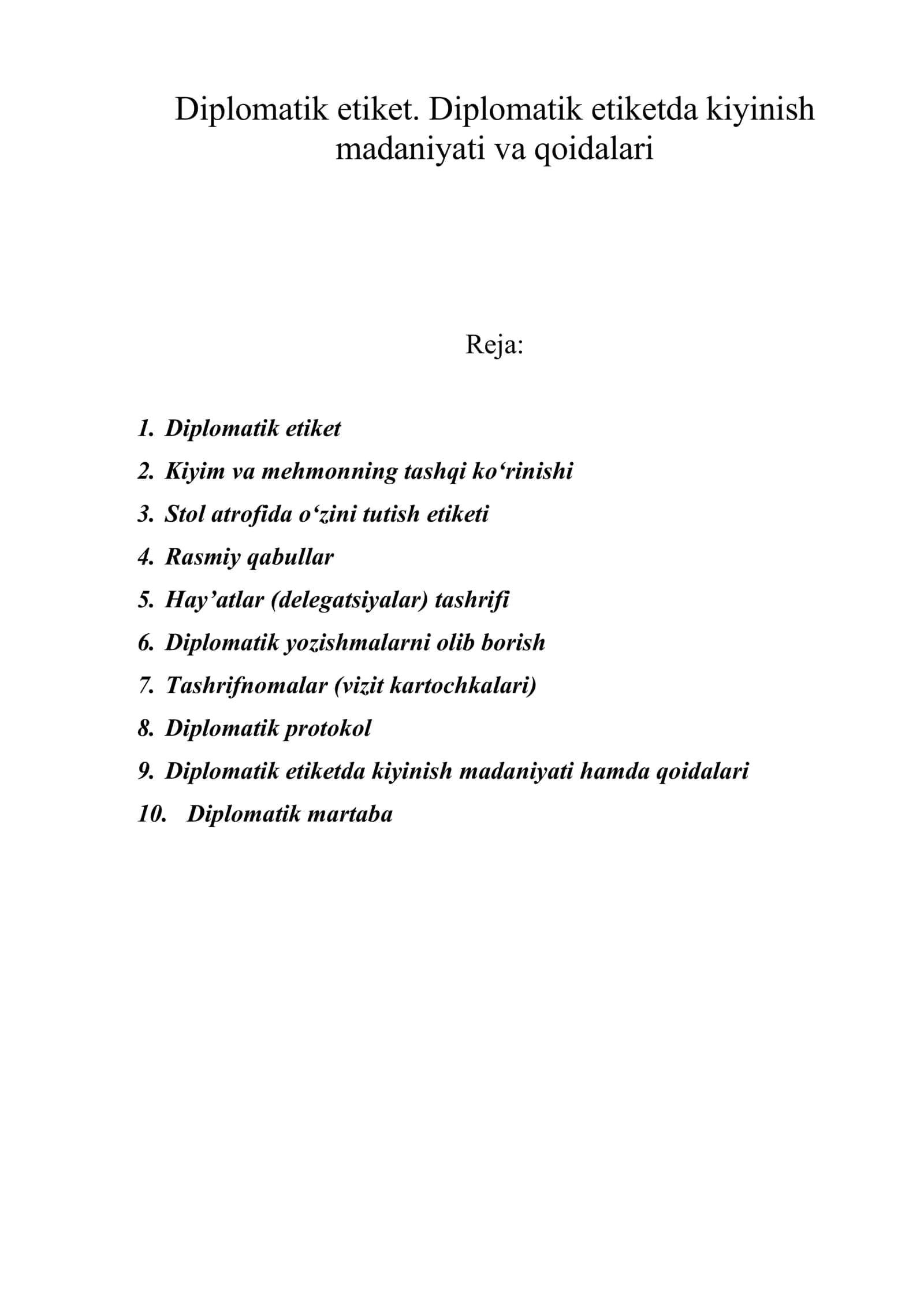 Diplomatik etiket. Diplomatik etiketda kiyinish madaniyati va qoidalari 1