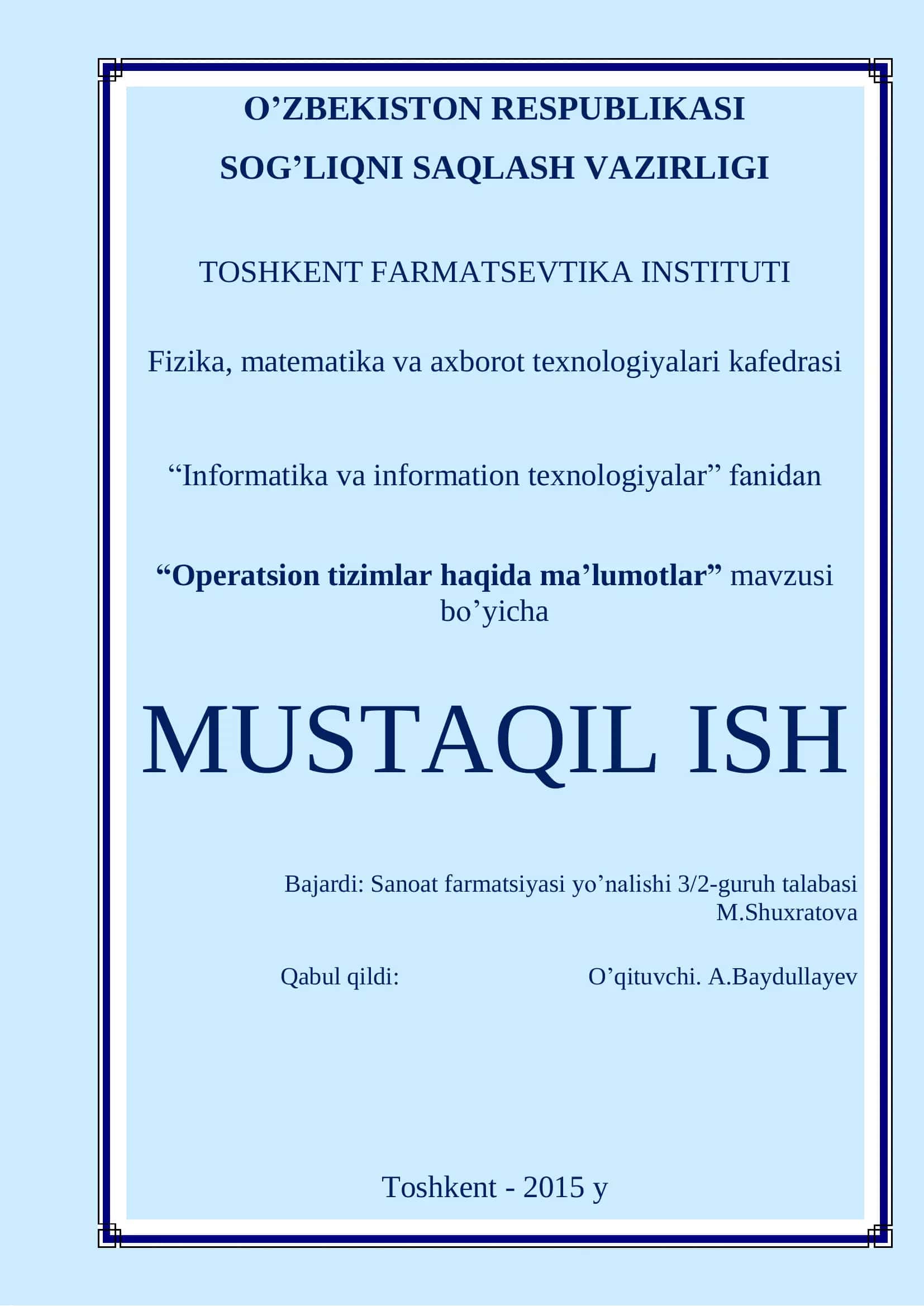 Operatsion tizimlar haqida ma’lumotlar 1