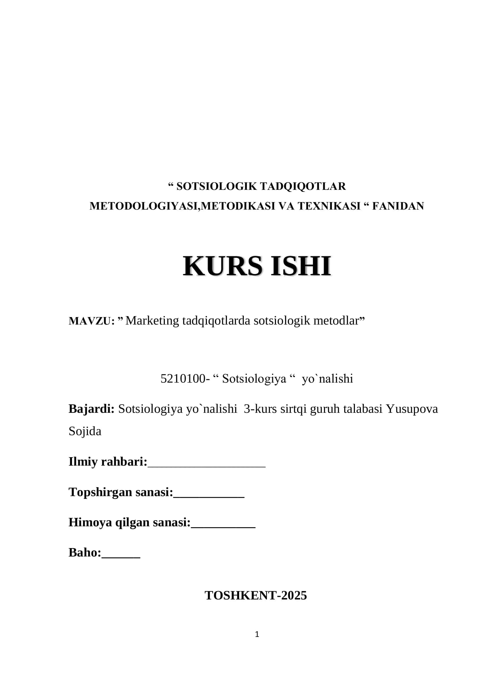 Marketing tadqiqotlarda sotsiologik metodlar 1