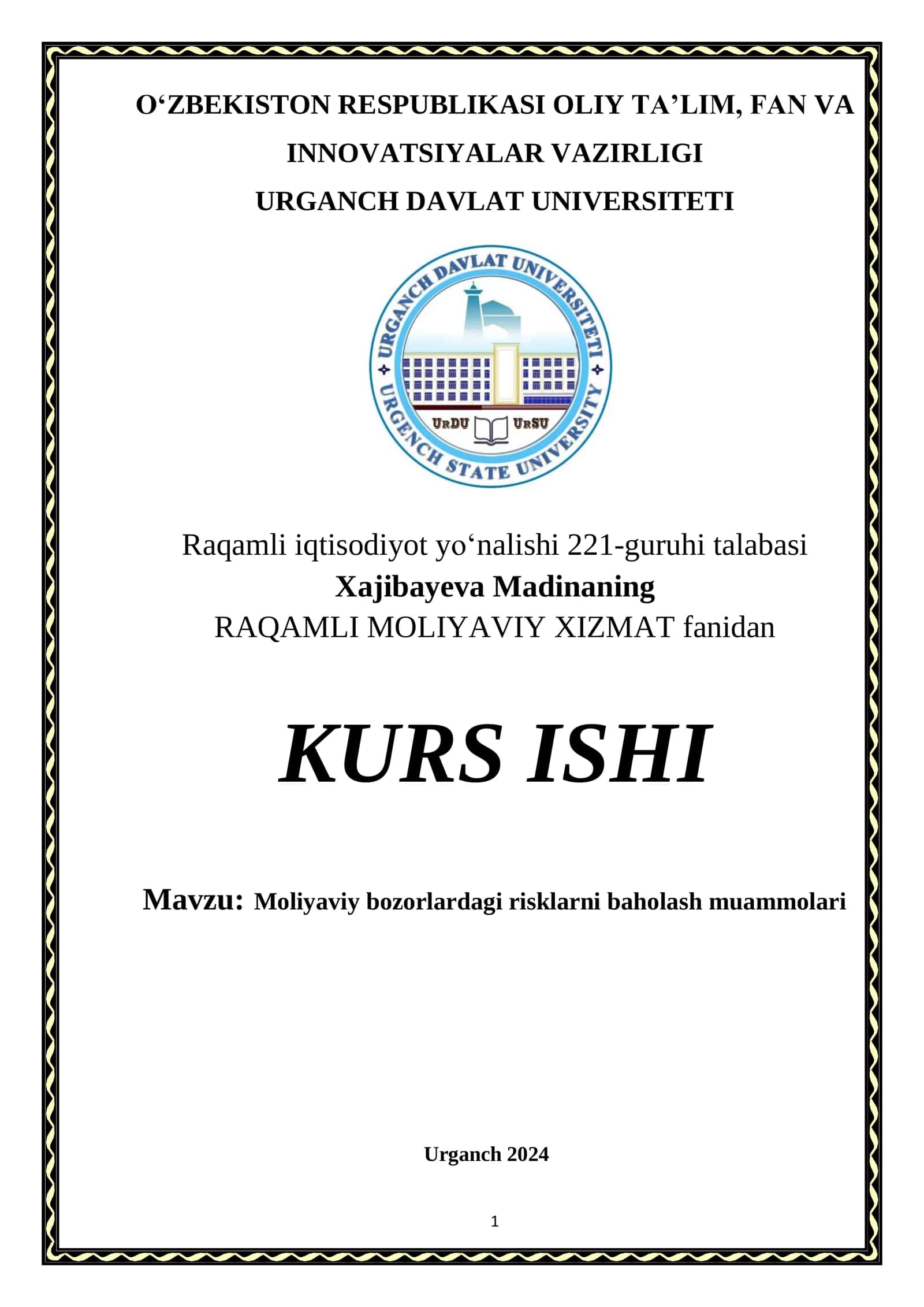 Moliyaviy Bozorlardagi Risklarni Baholash Muammolari 1